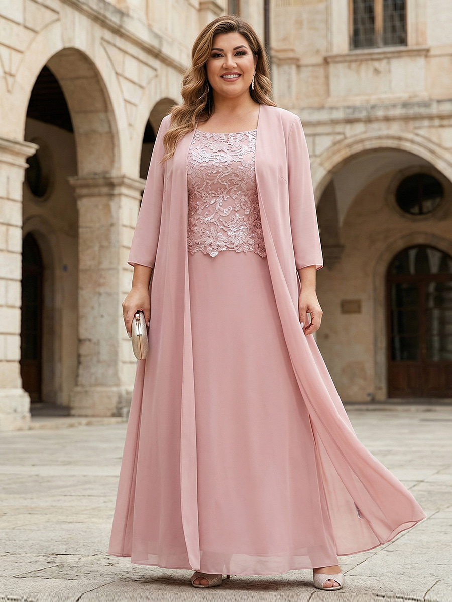 Scoop Neck Chiffon Mother of the Bride Dresses with Jackets