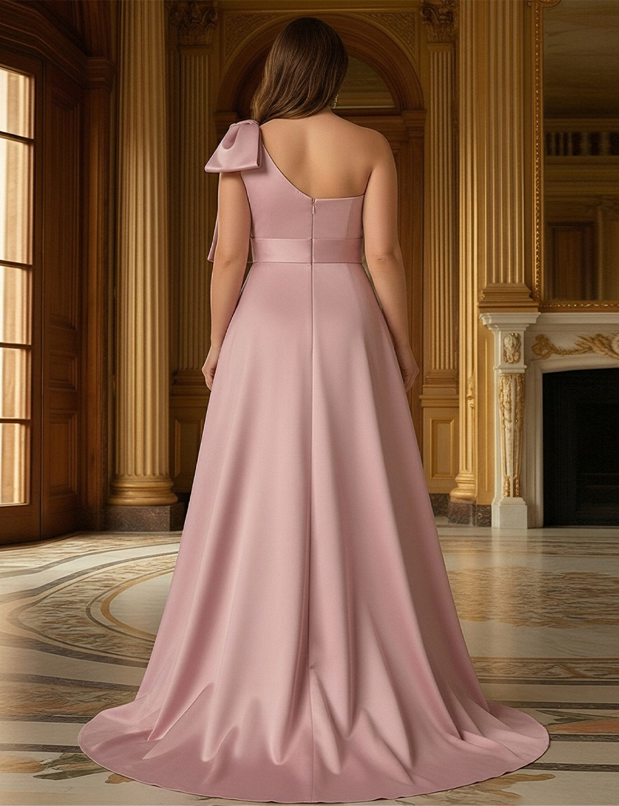 Lace Appliques One Shoulder Bow Mother of the Bride Dresses