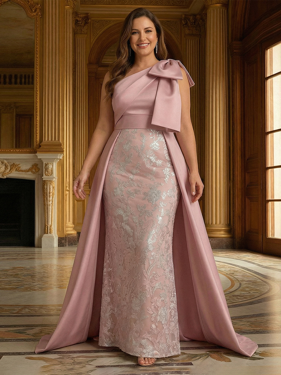 Lace Appliques One Shoulder Bow Mother of the Bride Dresses