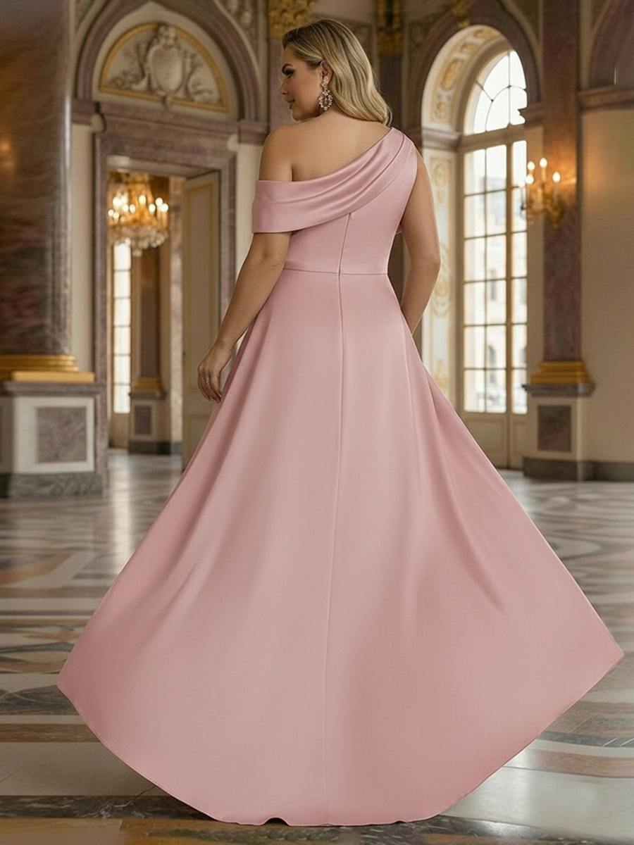 Lace Appliques One Shoulder Tiered Mother of the Bride Dresses