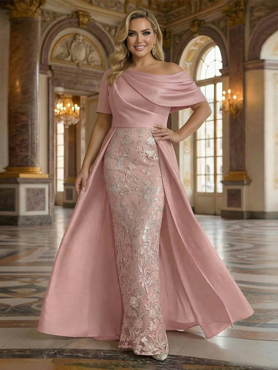 Lace Appliques One Shoulder Tiered Mother of the Bride Dresses