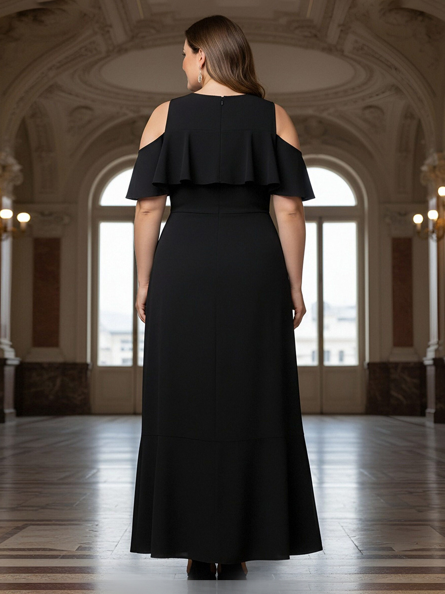 Off the Shoulder Chiffon Round Neck Mother of the Bride Dresse