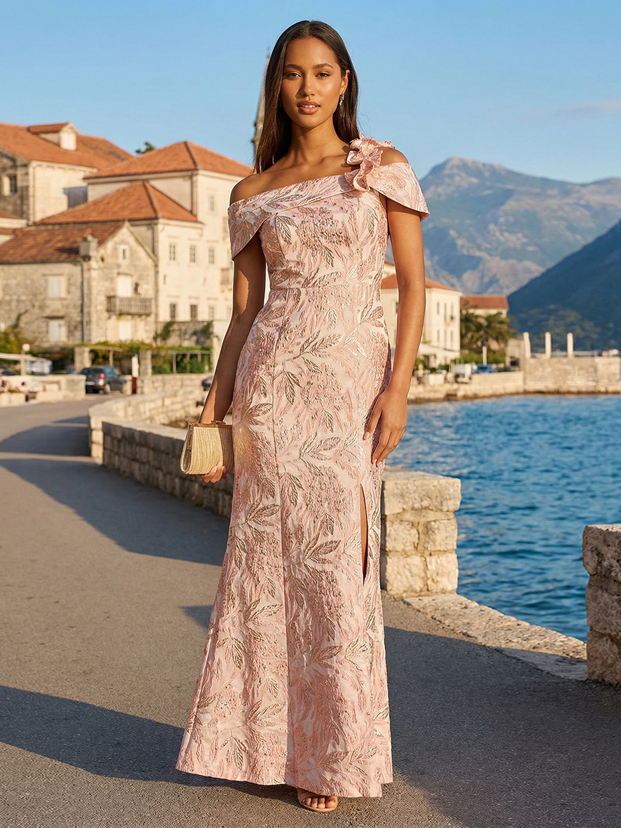 Off the Shoulder Floral Print Mermaid Prom Dresses