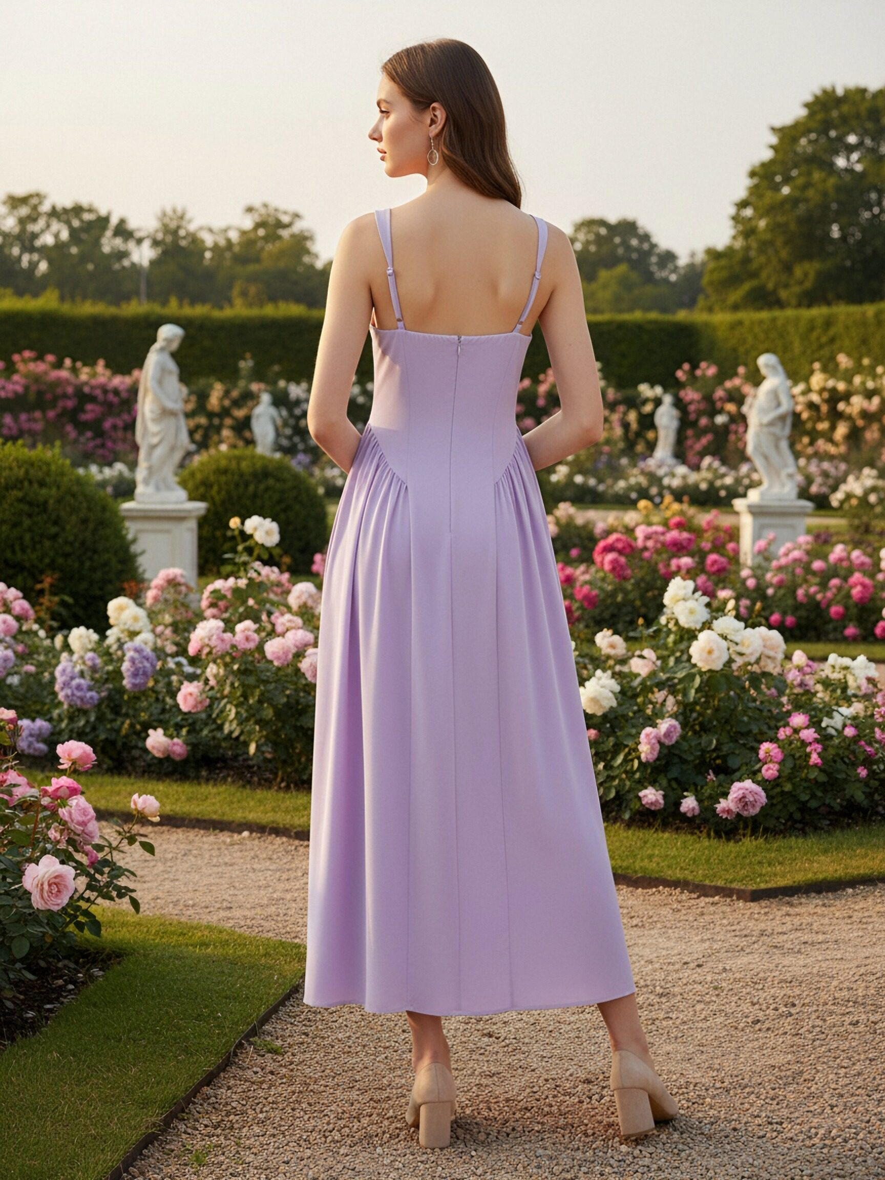 Spaghetti Straps Satin Ruched Long Bridesmaid Dresses