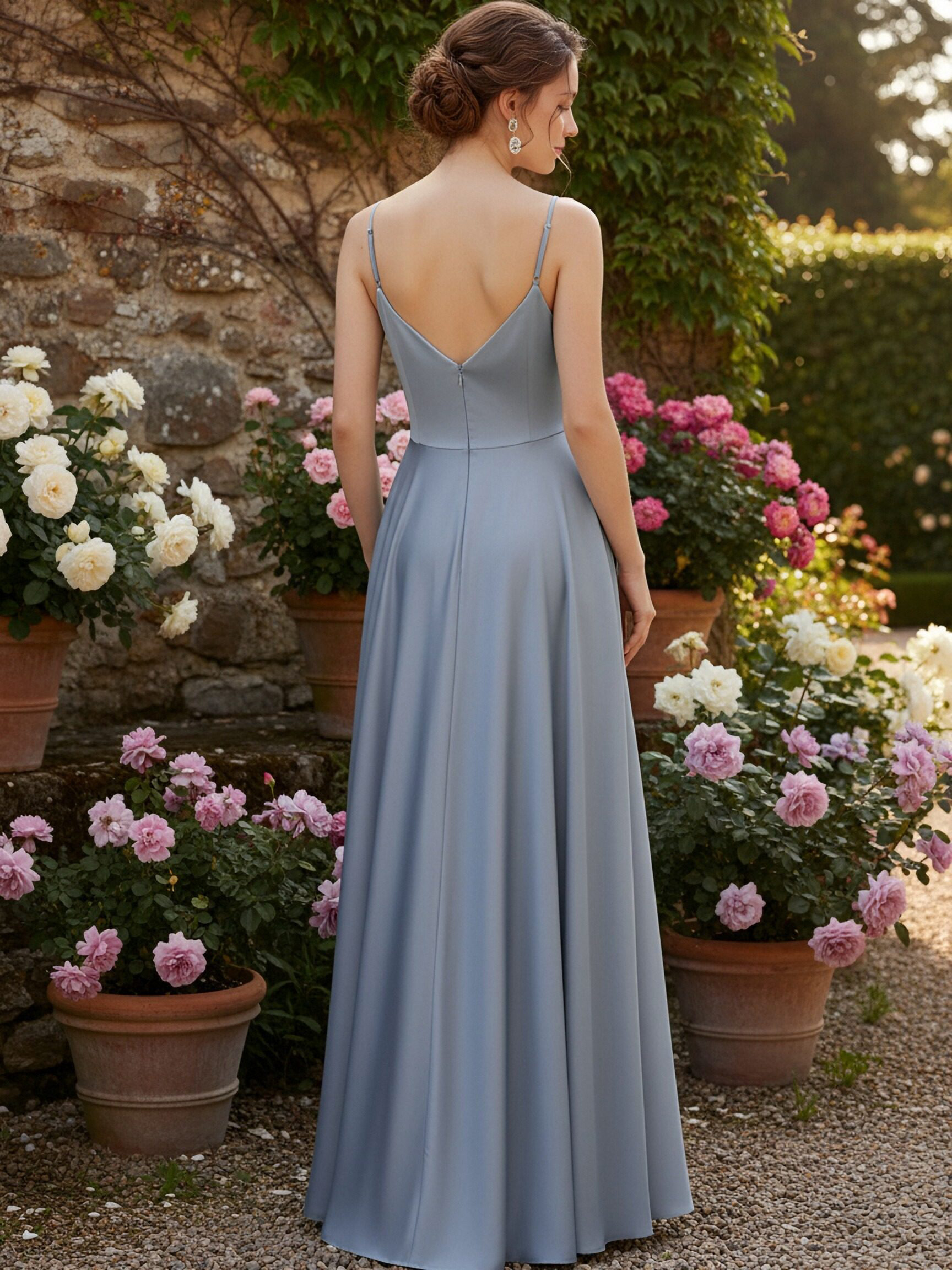 Women's Chiffon Spaghetti Straps Ruched Bridesmaid Dresses