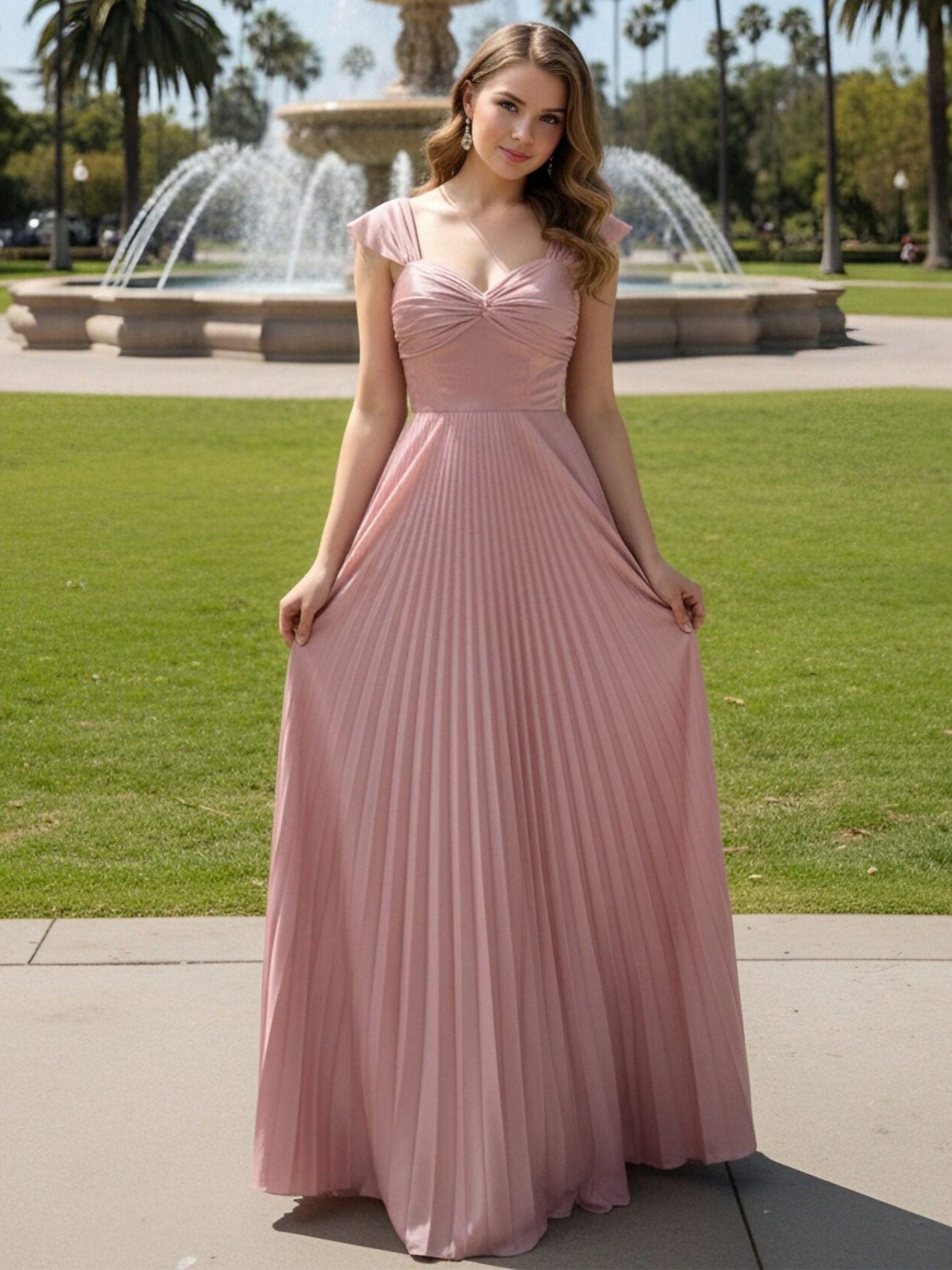 Pleated Sweetheart Satin Bridesmaid Dresses