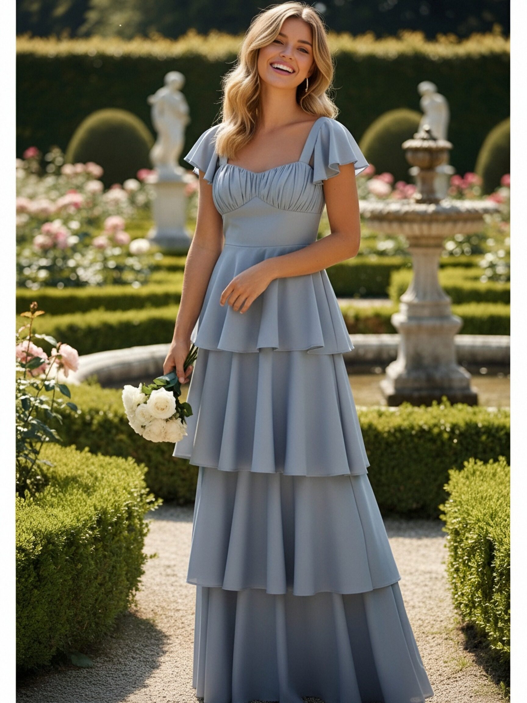 Tiered Sweetheart Satin Bridesmaid Dresses