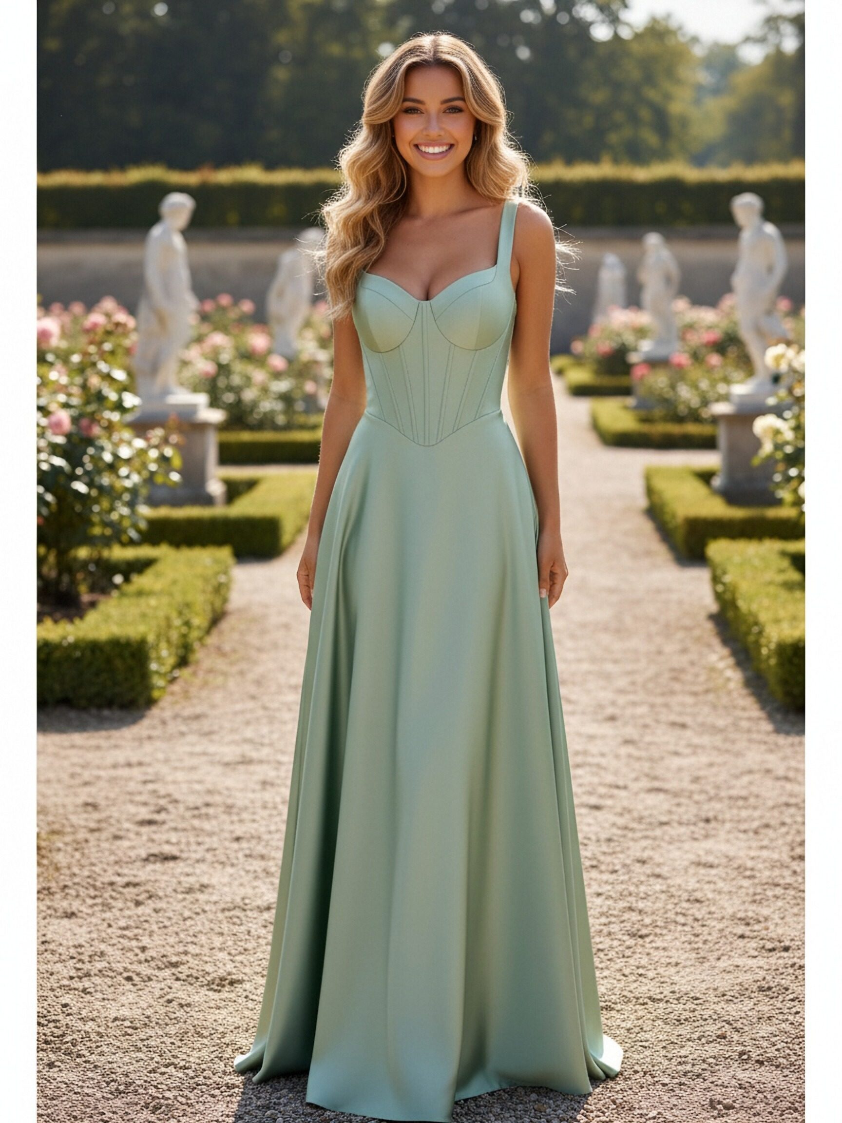 Satin Sweetheart A Line Long Bridesmaid Dresses