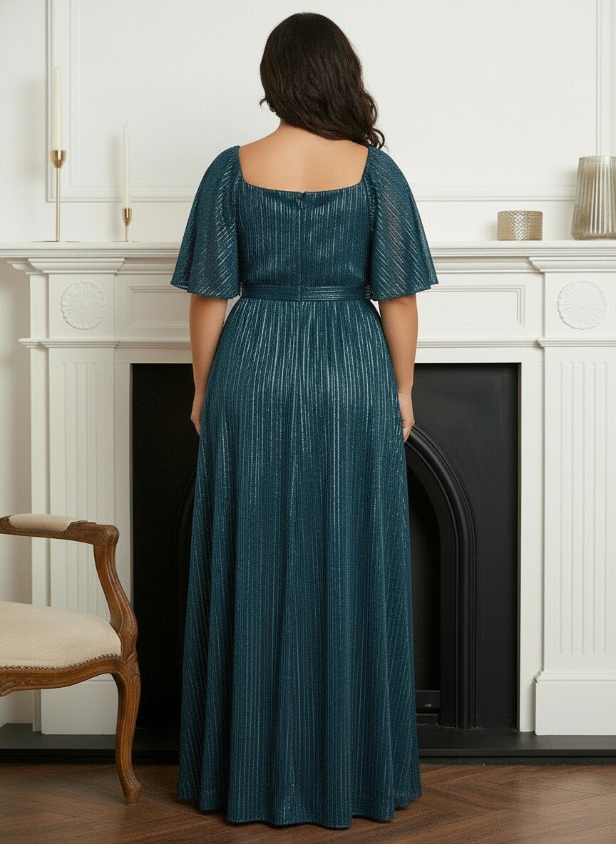 Glitter Tulle Square Neck A Line Mother of the Bride Dresses