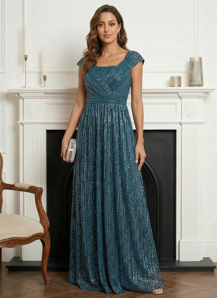 V Neck A Line Glitter Tulle Mother of the Bride Dresses