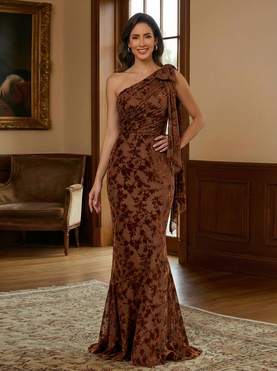 One Shoulder Velvet Mother of the Bride Dresses