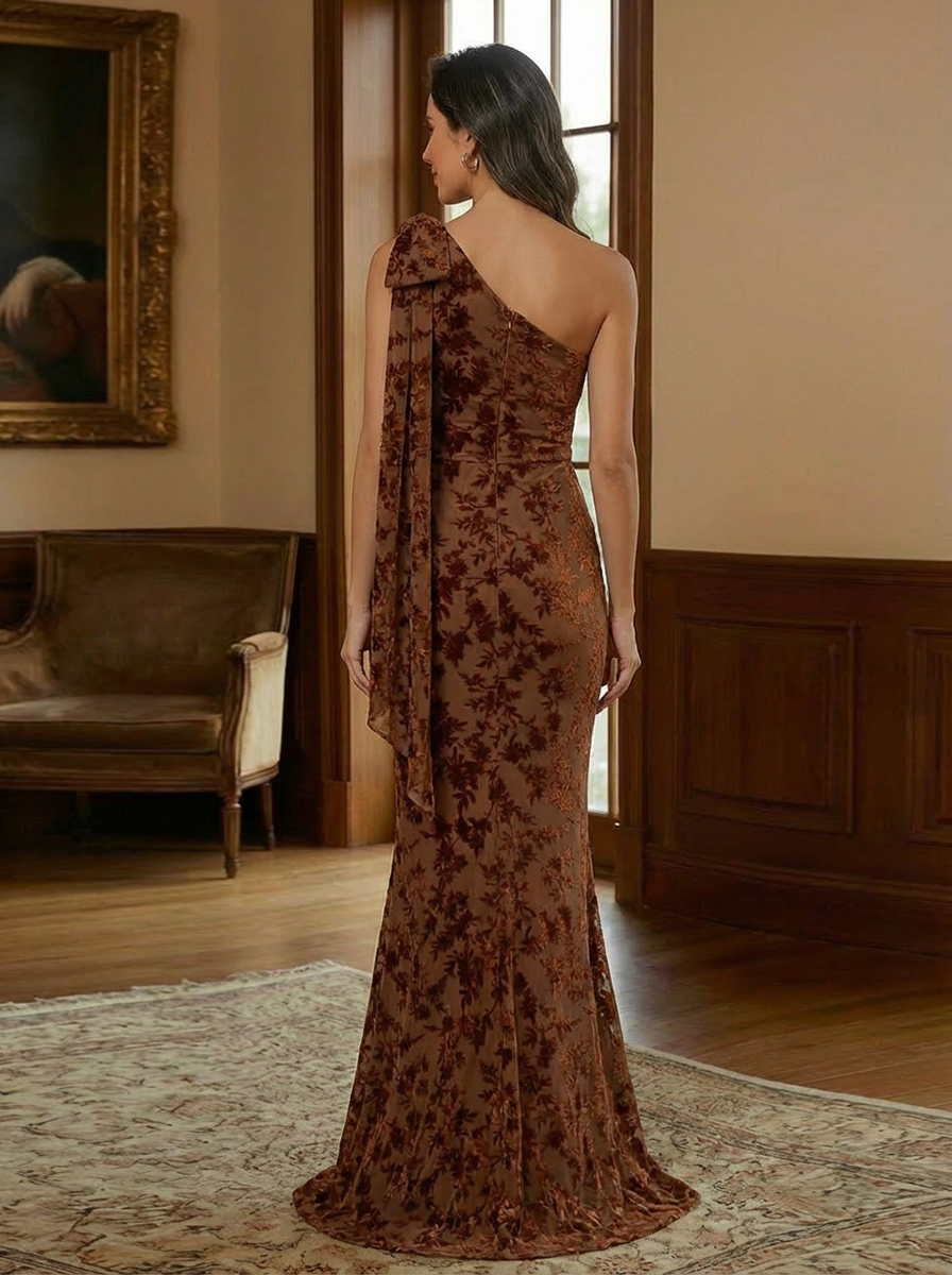 One Shoulder Velvet Mother of the Bride Dresses