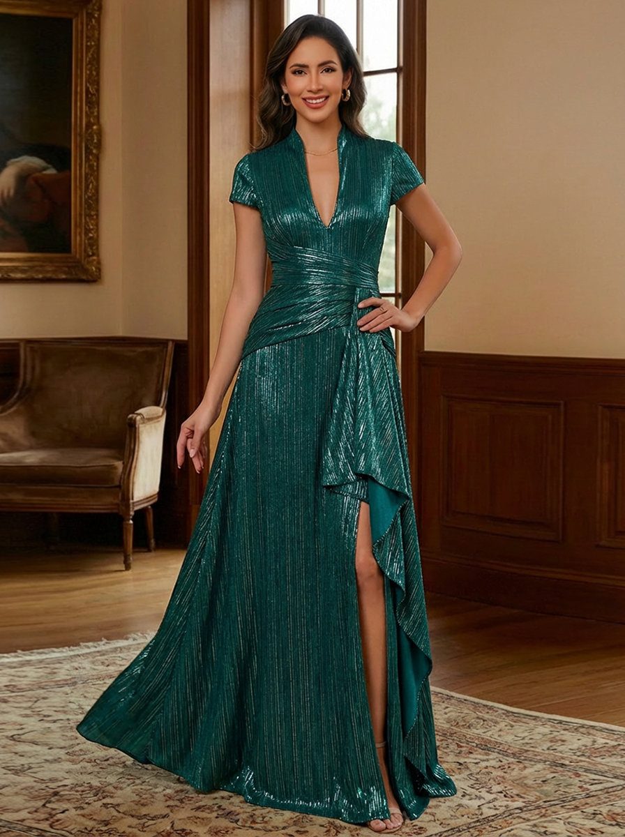 V Neck Glitter Tulle Mother of the Bride Dresses