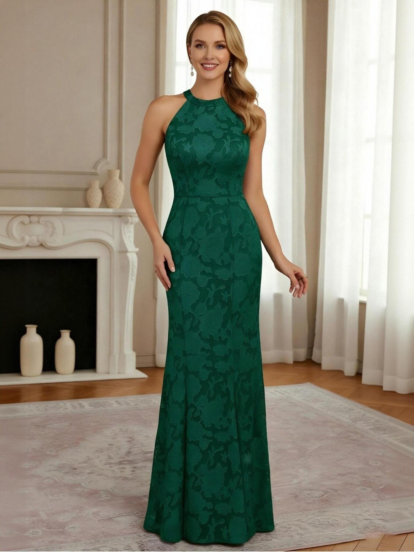 A Line Halter Floor Length Sleeveless Mother of the Bride Dresses