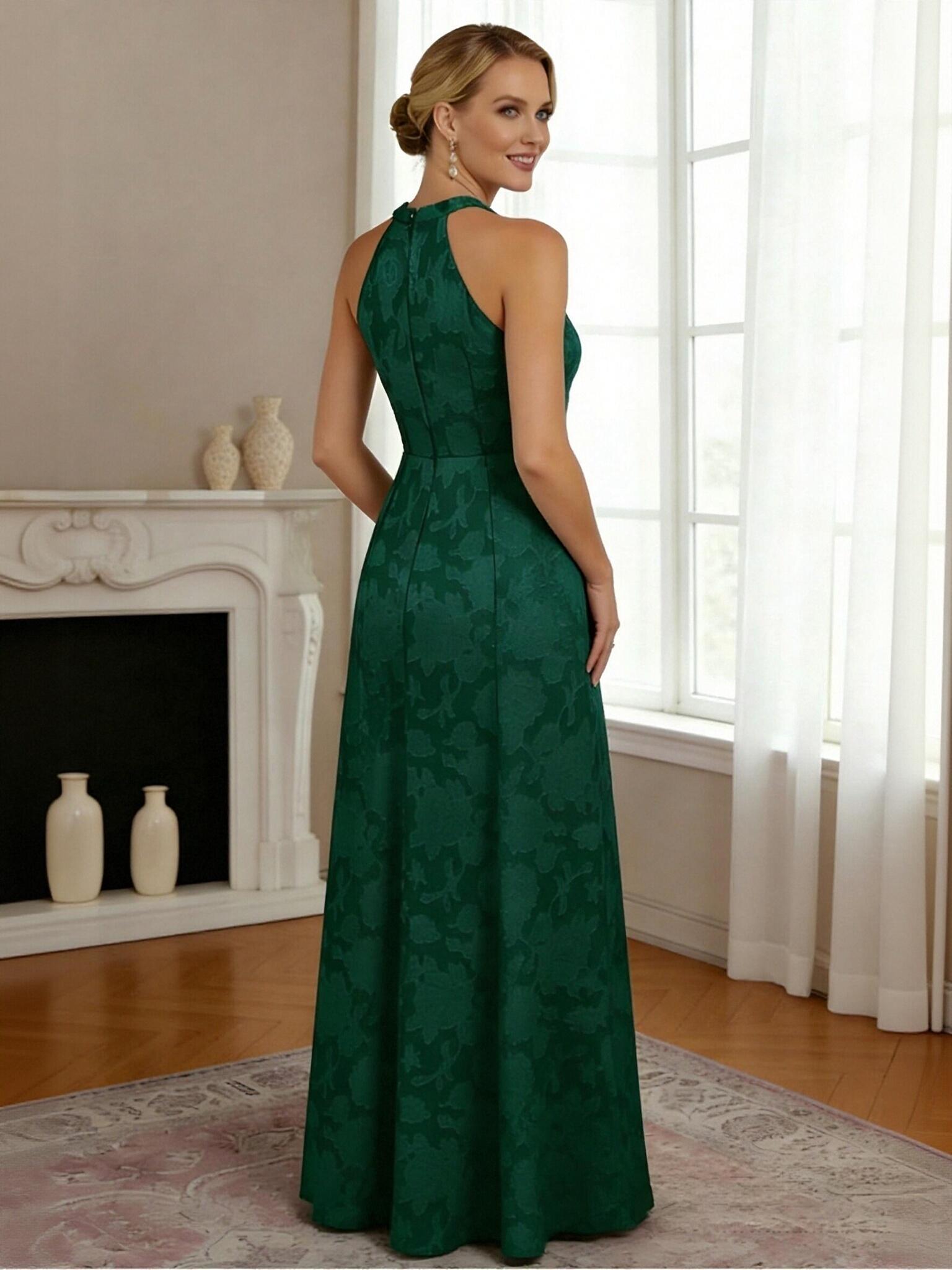 A Line Halter Floor Length Sleeveless Mother of the Bride Dresses