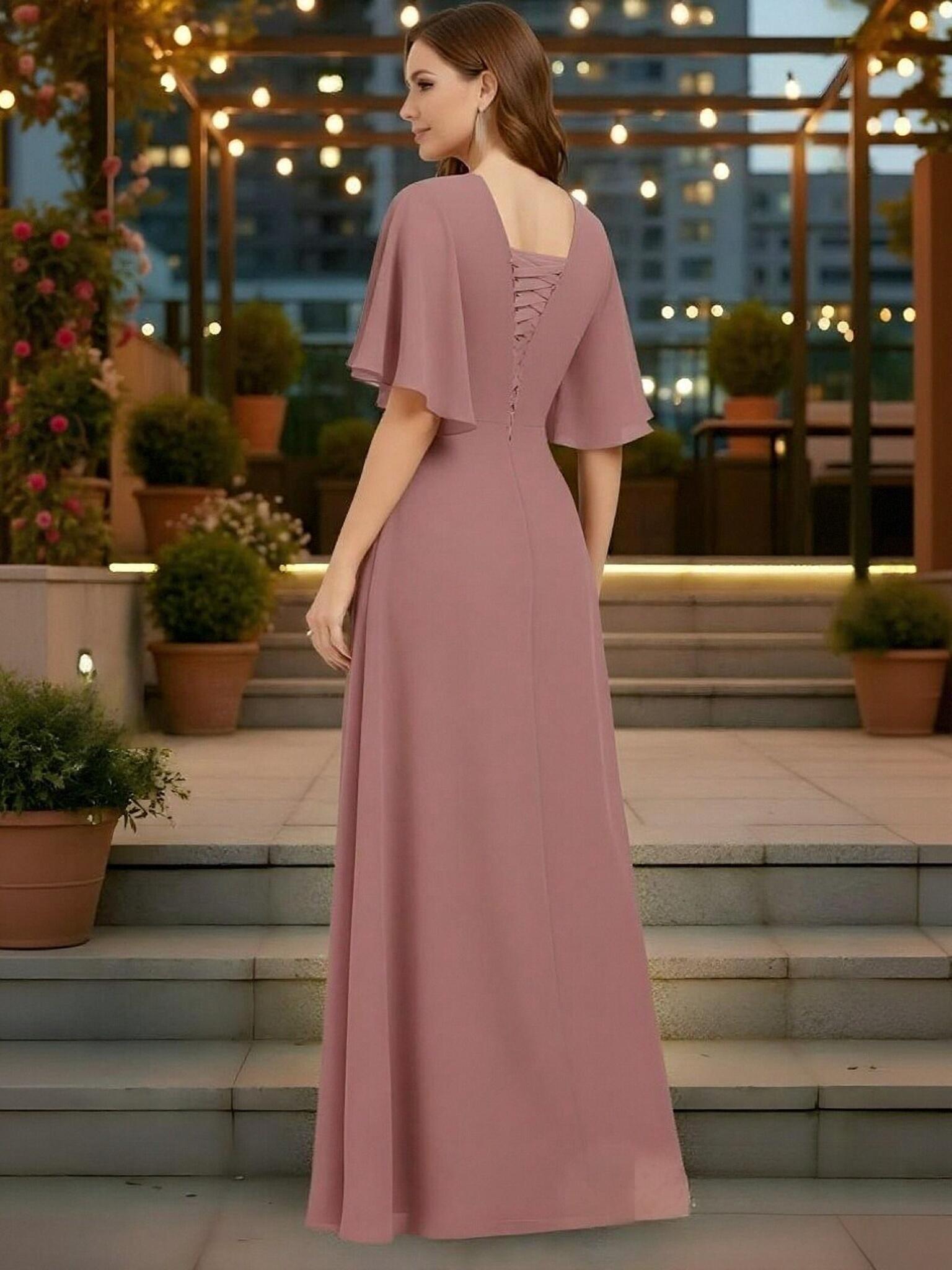 A Line Scoop Neck Chiffon Mother of the Bride Dresses