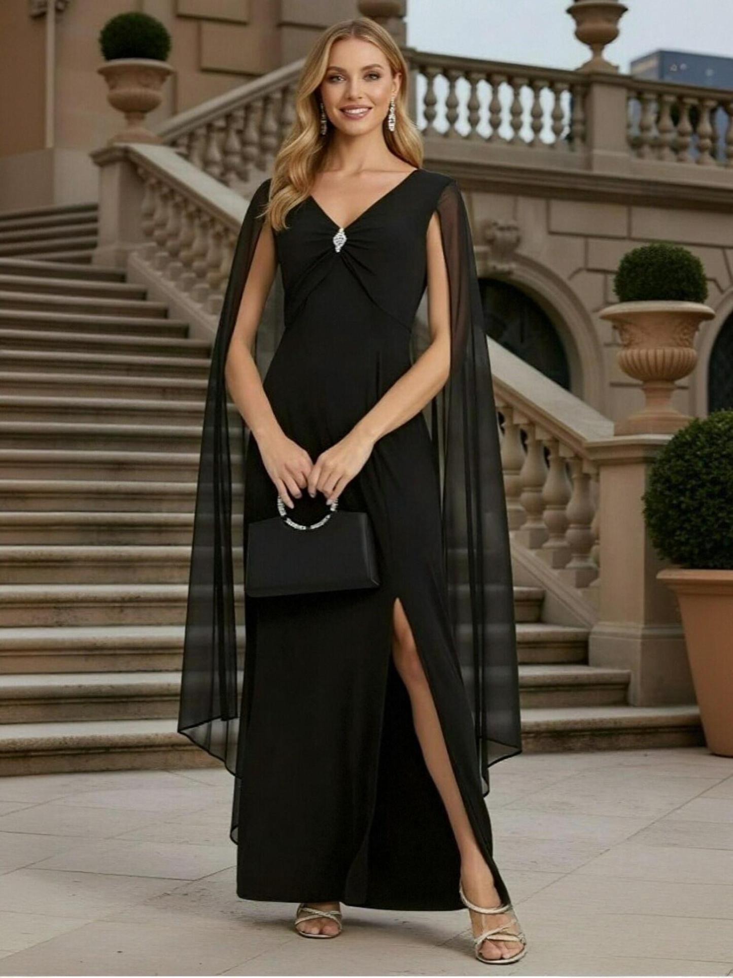 Mermaid V Neck Chiffon Beaded Pleats Mother of the Bride Dresses