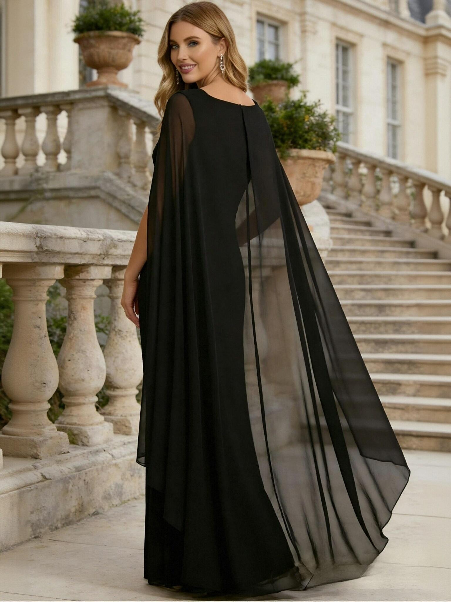 Mermaid V Neck Chiffon Beaded Pleats Mother of the Bride Dresses