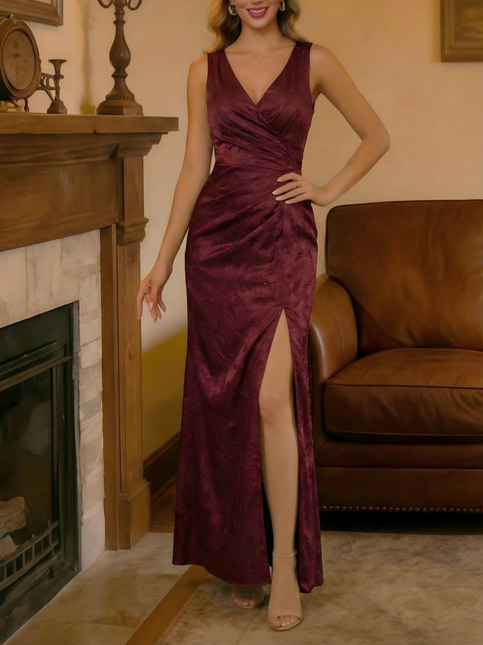 Mermaid Jacquard V Neck Mother of the Bride Dresses