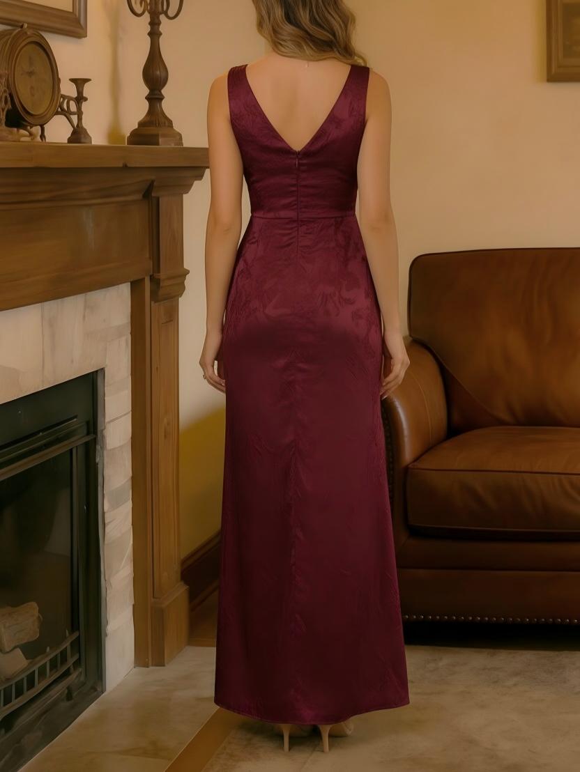 Mermaid Jacquard V Neck Mother of the Bride Dresses