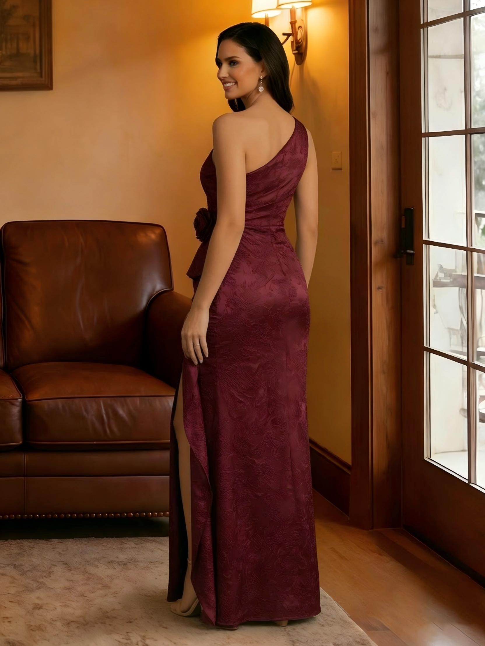 Mermaid Jacquard One Shoulder Mother of the Bride Dresses