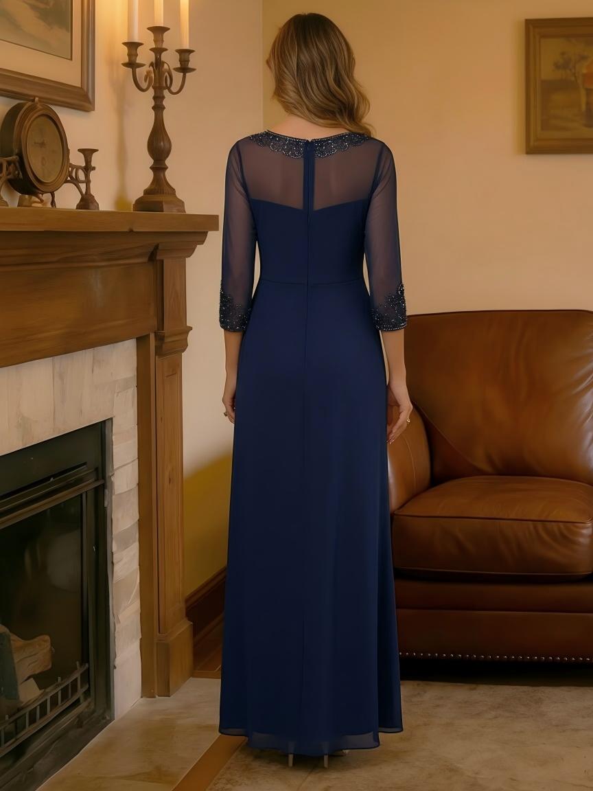 A Line Chiffon Scoop Neck Mother of the Bride Dresses