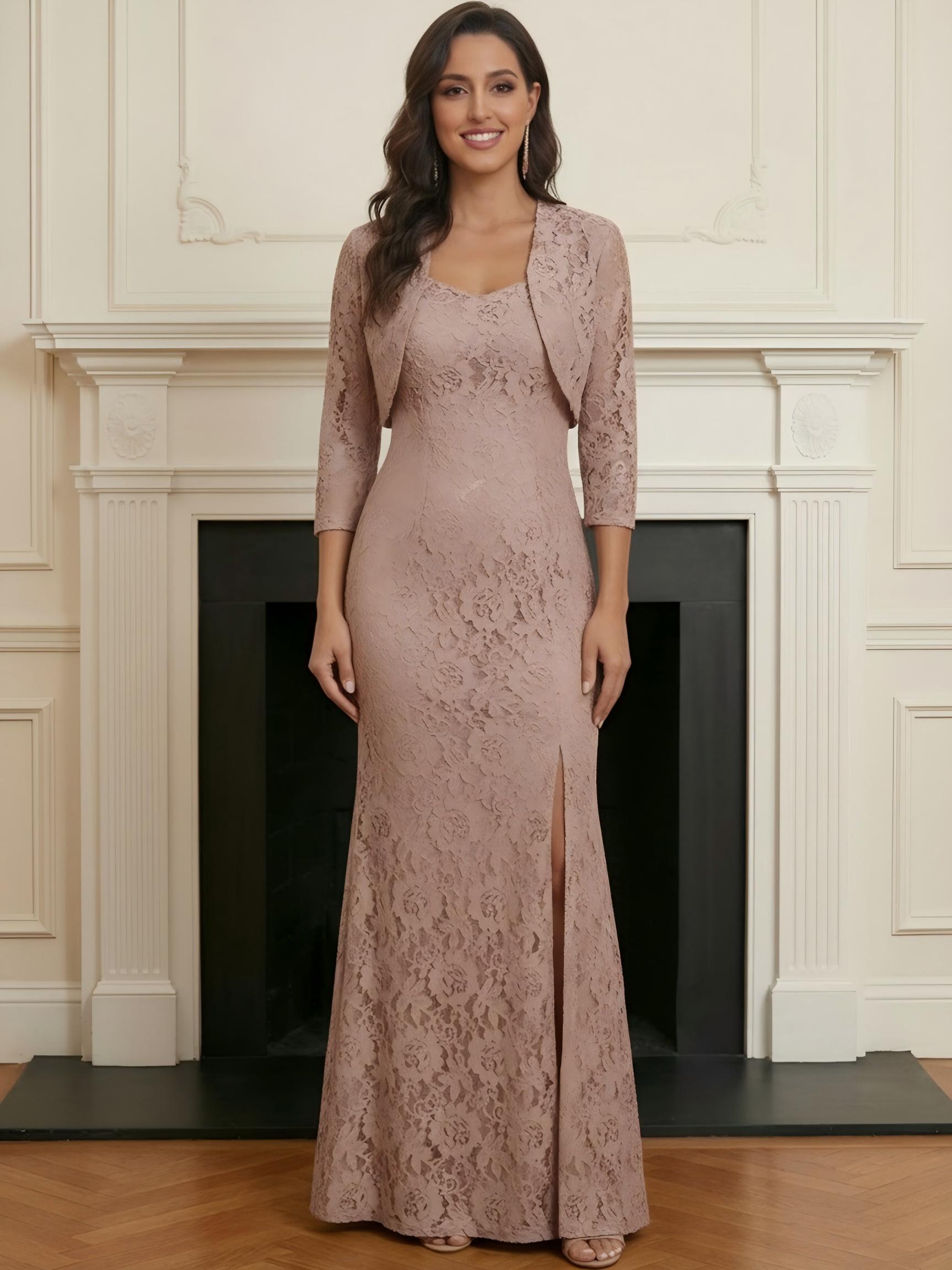 Mermaid Lace V Neck Mother of the Bride Dresses