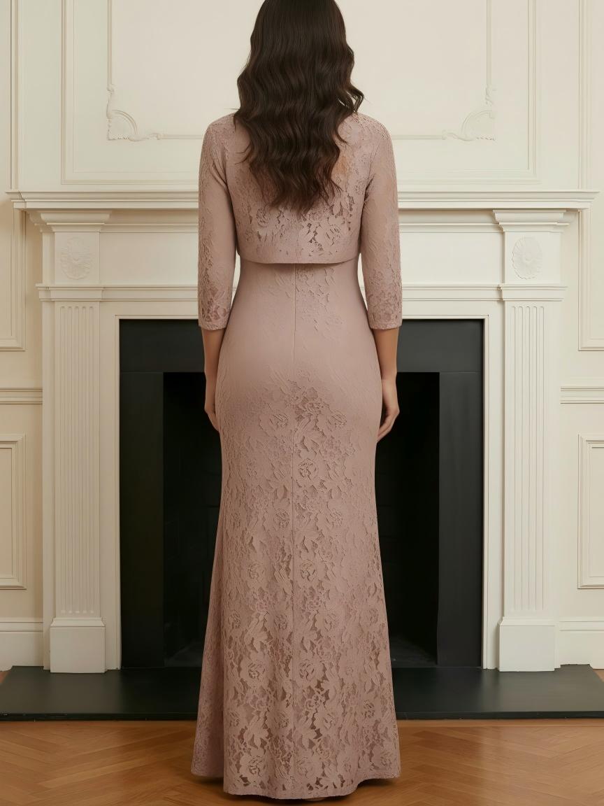 Mermaid Lace V Neck Mother of the Bride Dresses