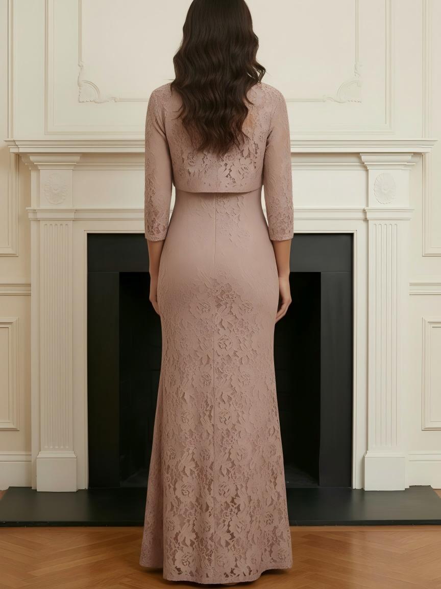 Mermaid Lace V Neck Mother of the Bride Dresses