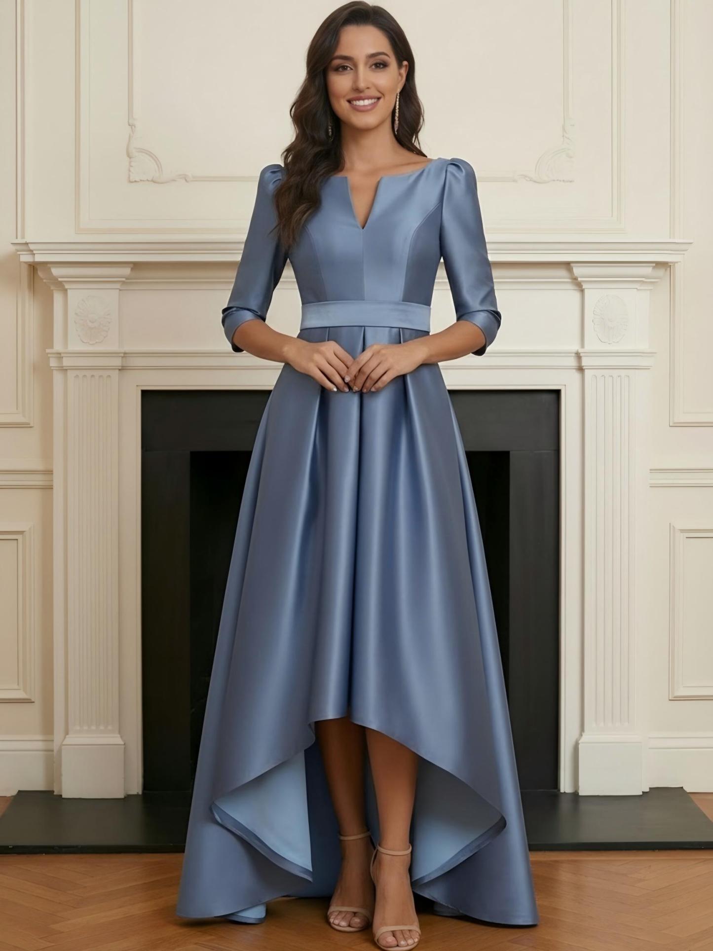 A Line Satin Scoop Neck Mother of the Bride Dresses