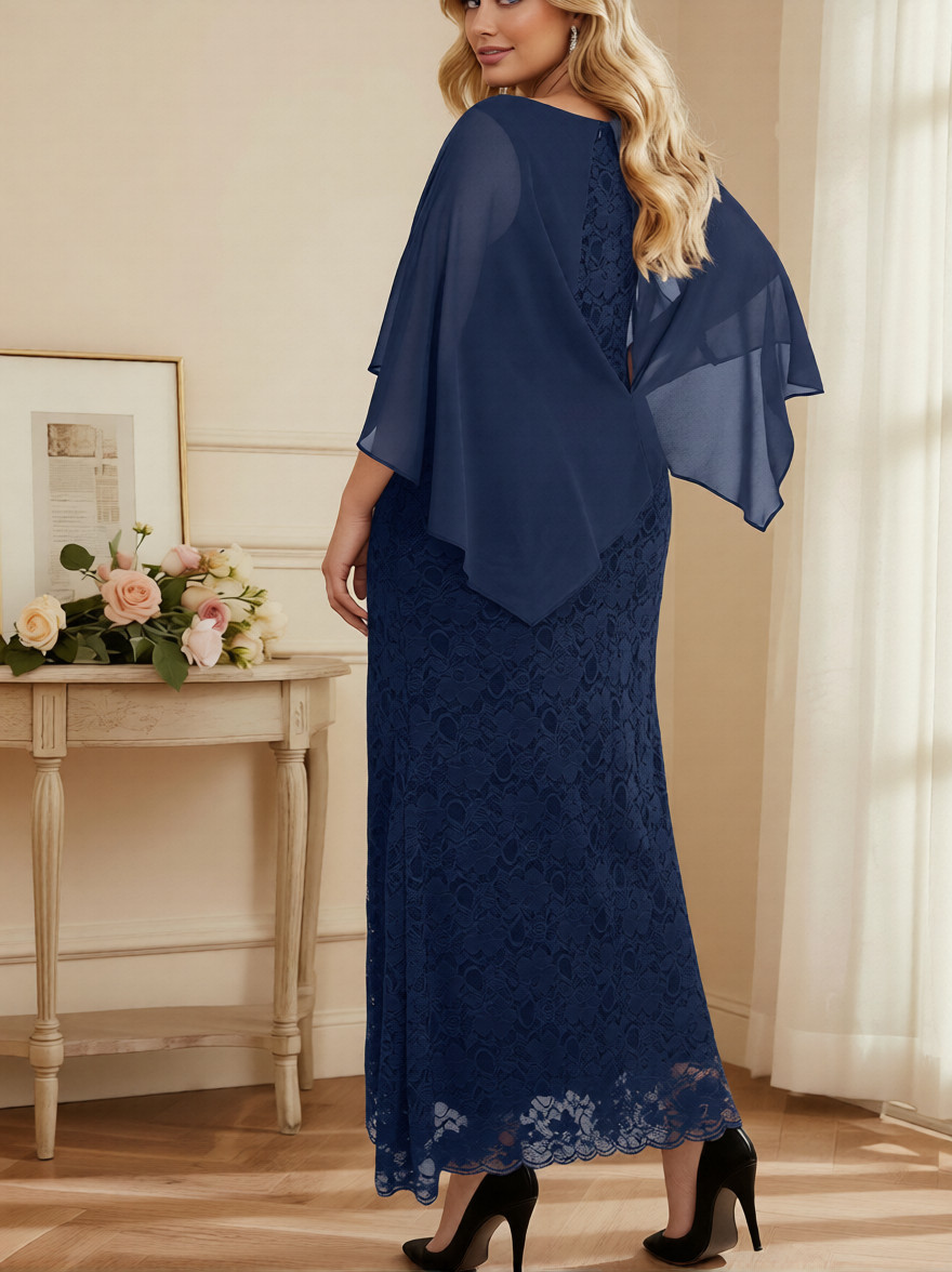 Scoop Neck Chiffon Tiered Lace Mother of the Bride Dresses