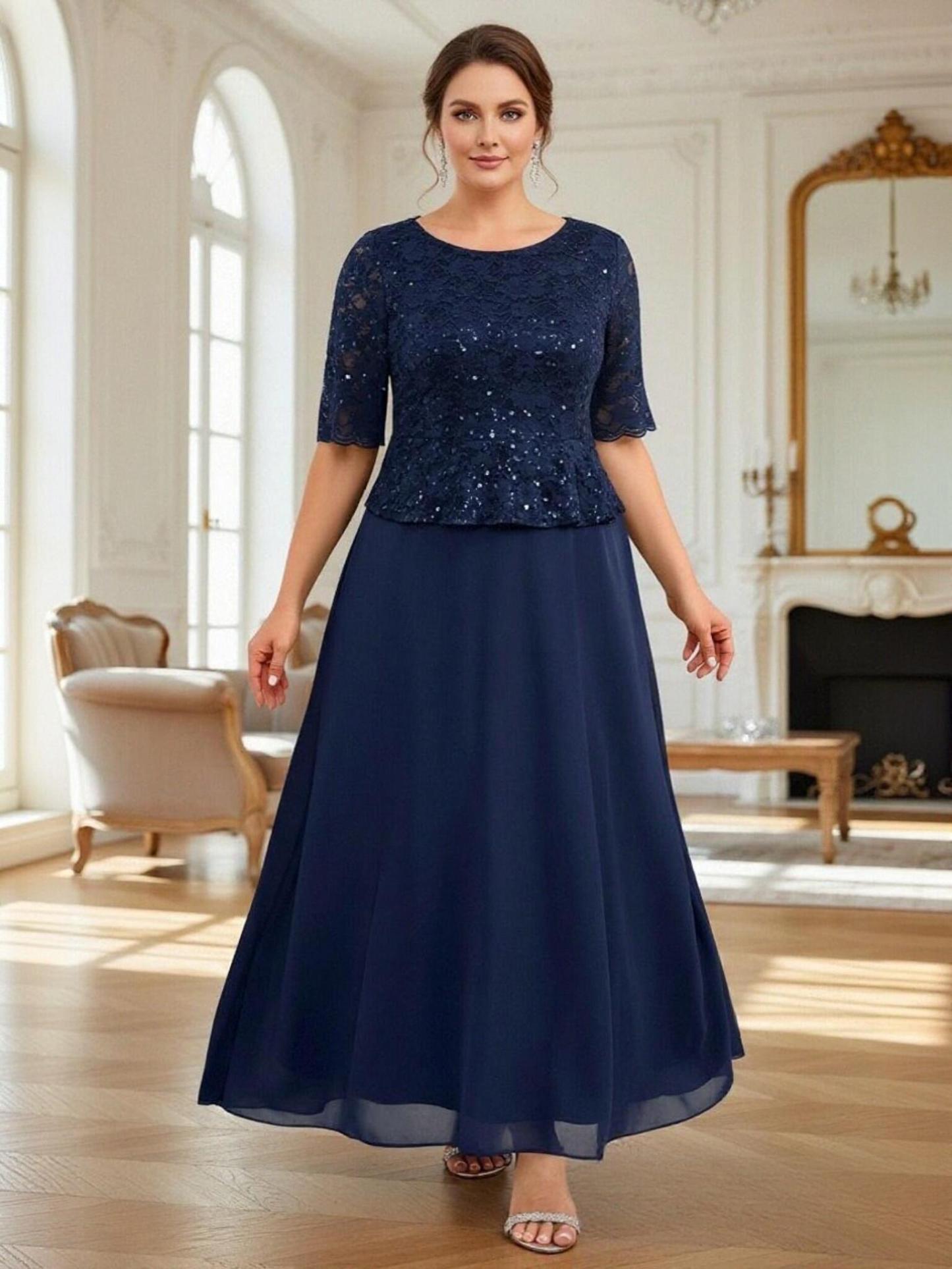 Scoop Neck Chiffon Sequin Mother of the Bride Dresses