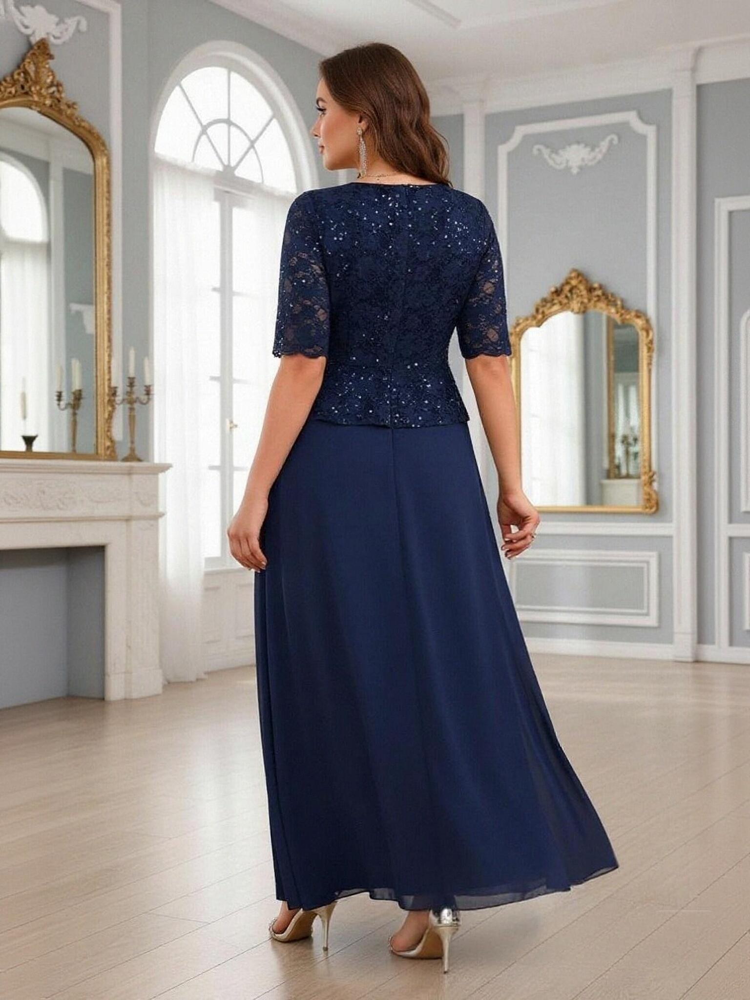 Scoop Neck Chiffon Sequin Mother of the Bride Dresses