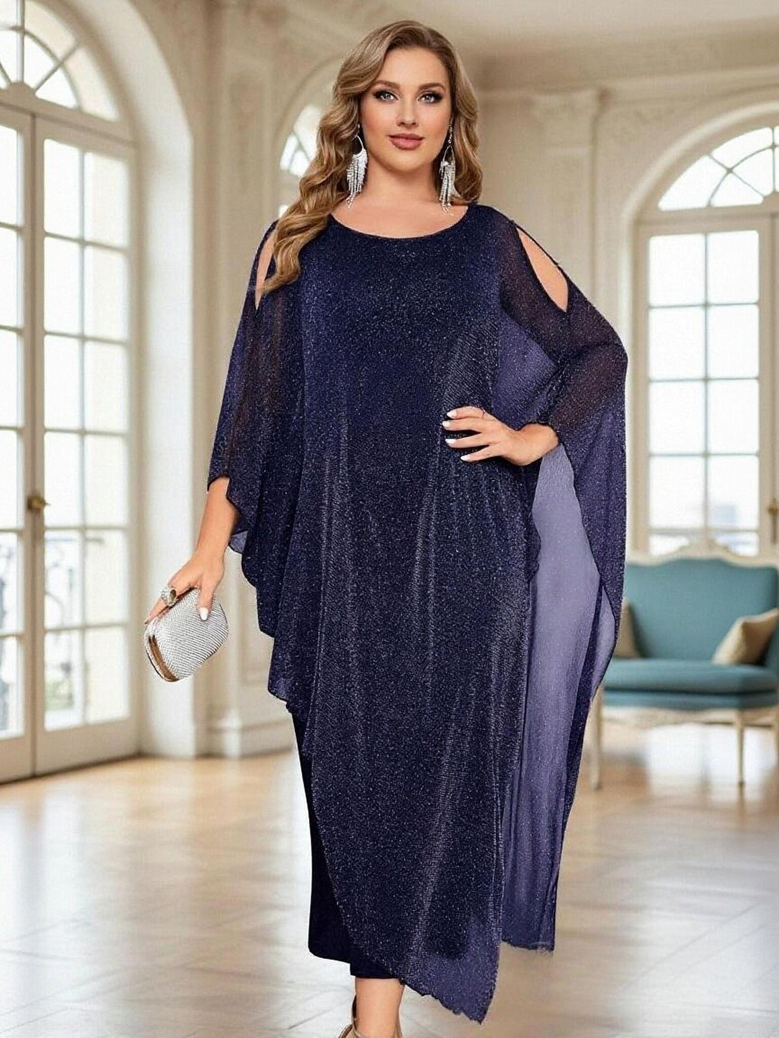 Scoop Neck Glitter Tulle Mother of the Bride Dresses