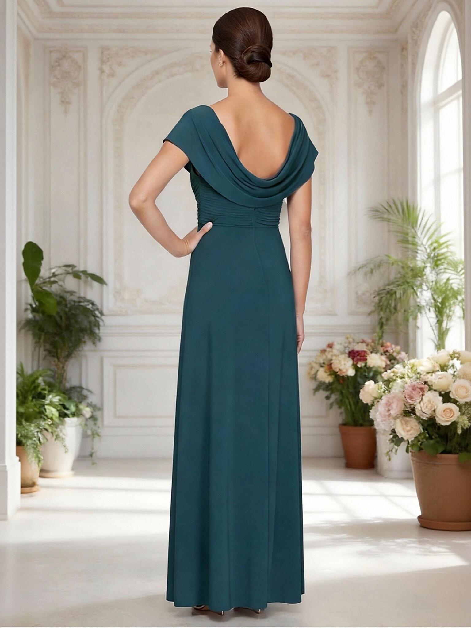 A Line Cowl Neck Chiffon Mother of the Bride Dresses