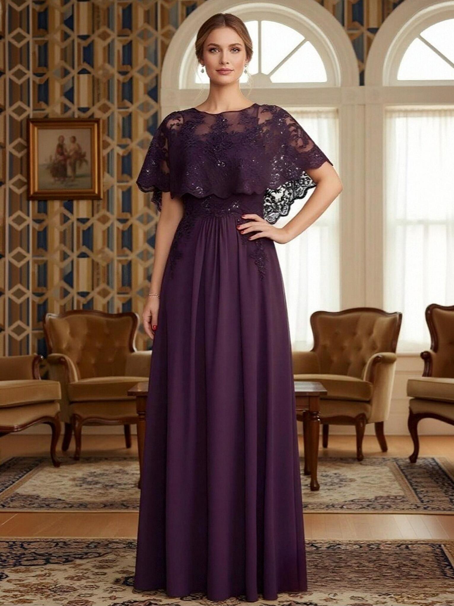 A Line Chiffon Sleeveless Lace Mother of the Bride Dresses