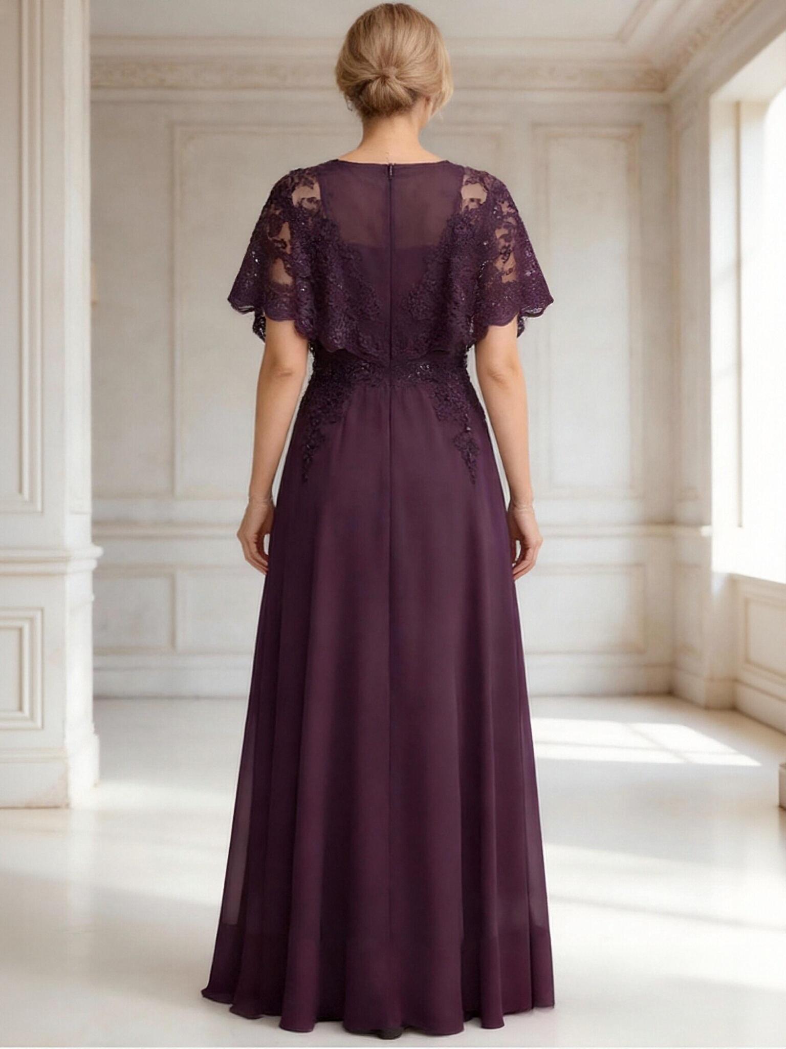 A Line Chiffon Sleeveless Lace Mother of the Bride Dresses