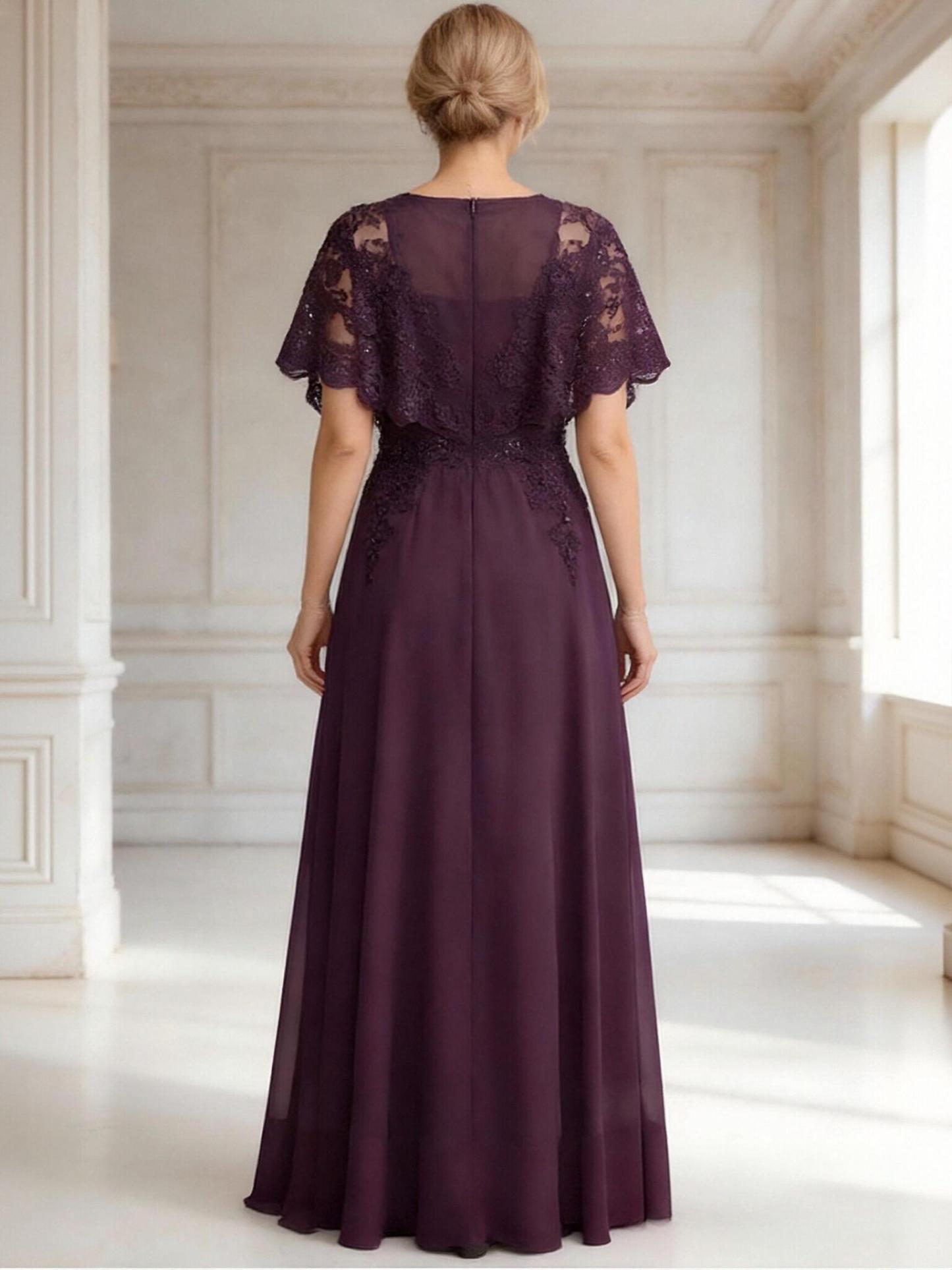 A Line Chiffon Sleeveless Lace Mother of the Bride Dresses