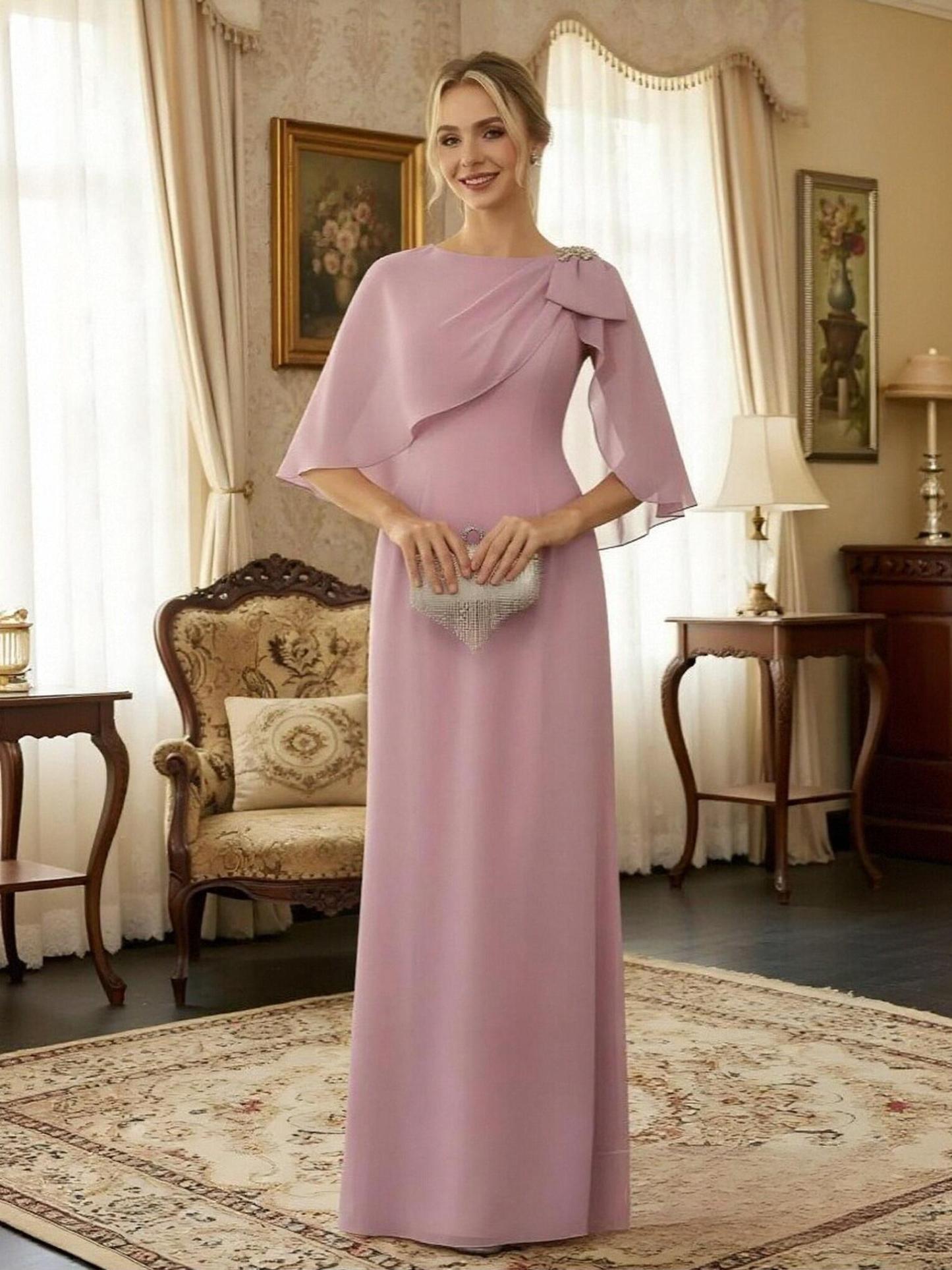 A Line Scoop Neck Chiffon Mother of the Bride Dresses