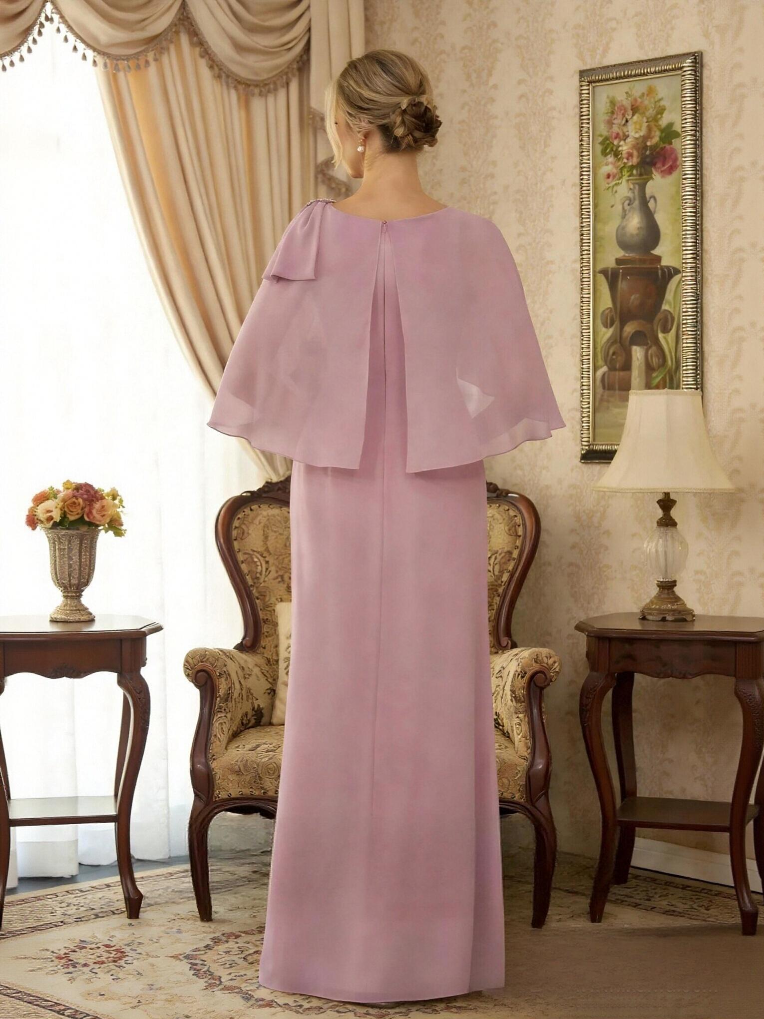 A Line Scoop Neck Chiffon Mother of the Bride Dresses