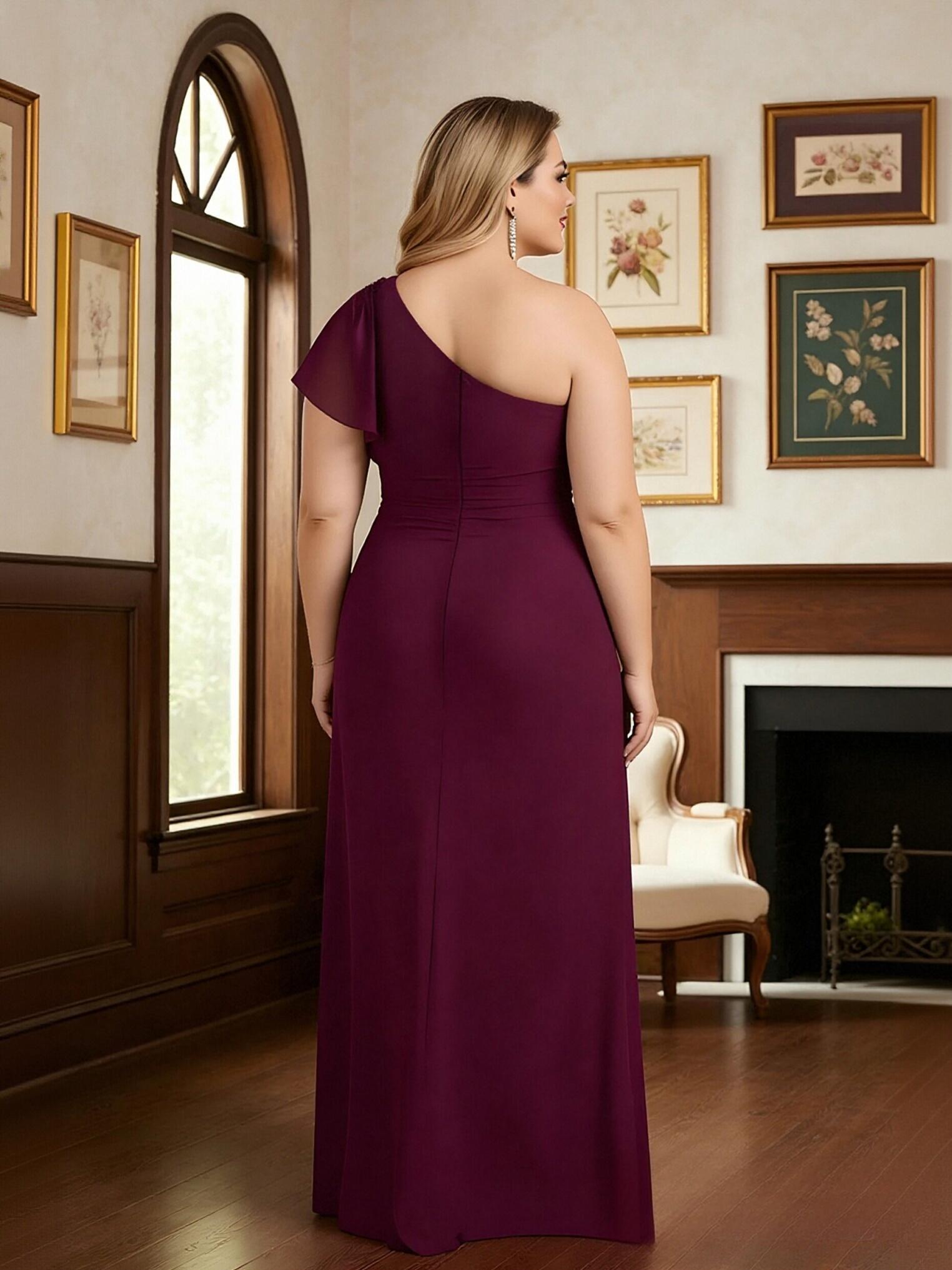 A Line One Shoulder Chiffon Mother of the Bride Dresses