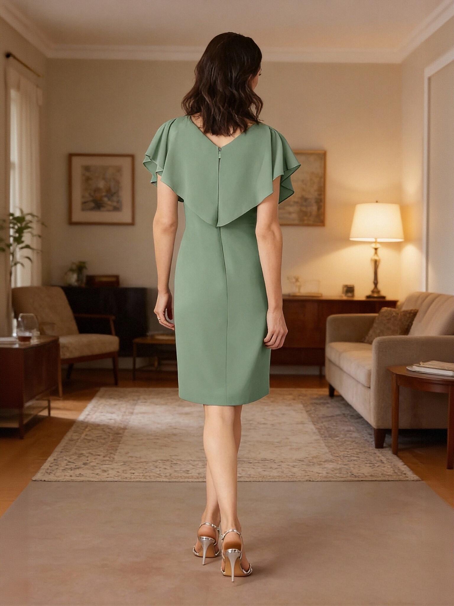 A Line Chiffon Short Sleeves Mother of the Bride Dresses