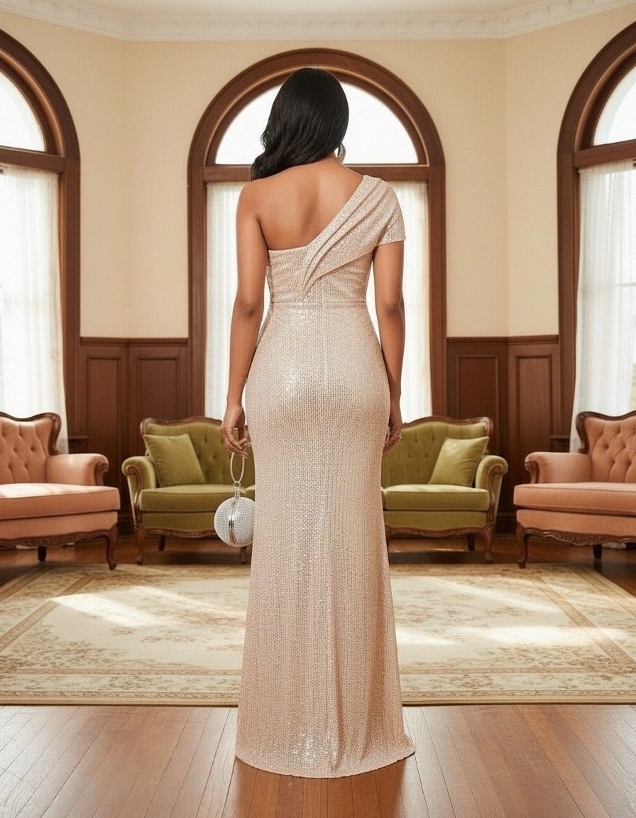 Mermaid One Shoulder Glitter Tulle Sleeveless Mother of the Bride Dresses