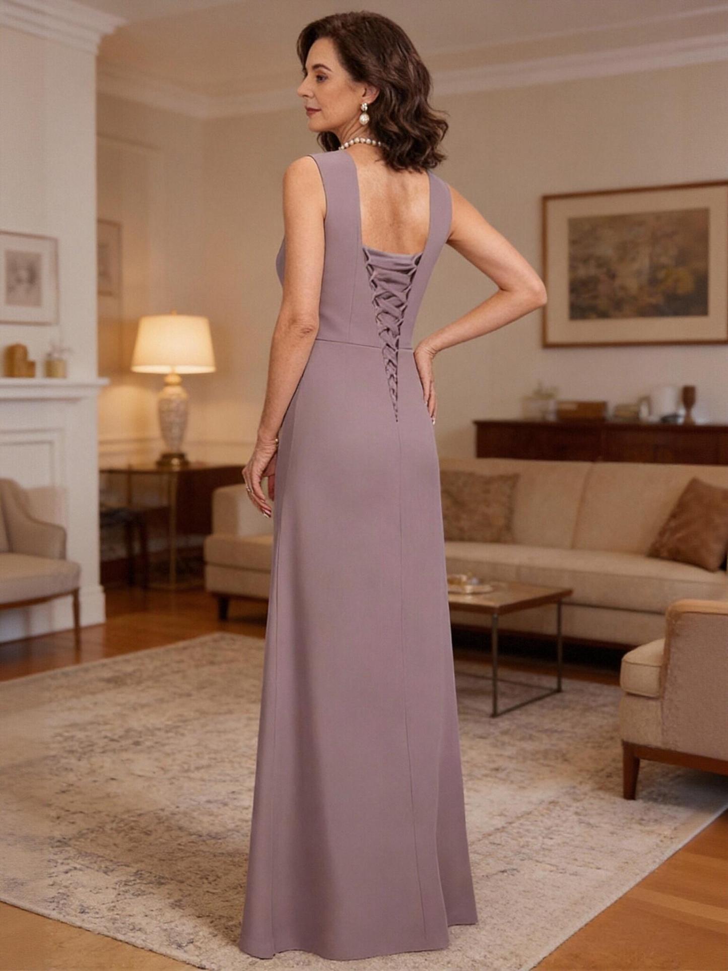 Scoop Neck Chiffon Cape Sleeves Mother of the Bride Dresses