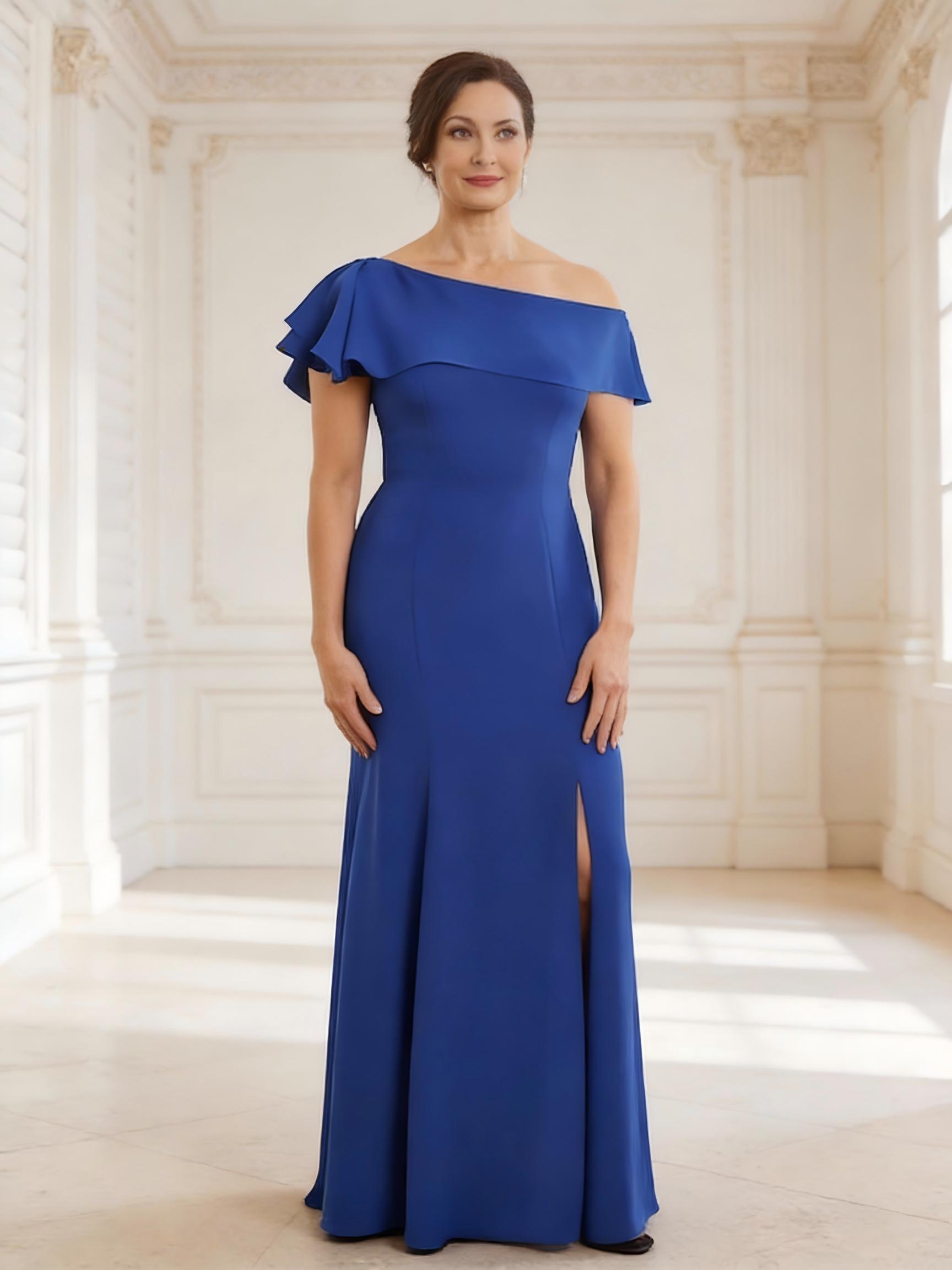 Mermaid Off Shoulder Satin Sleeveless Mother of the Bride Dresses