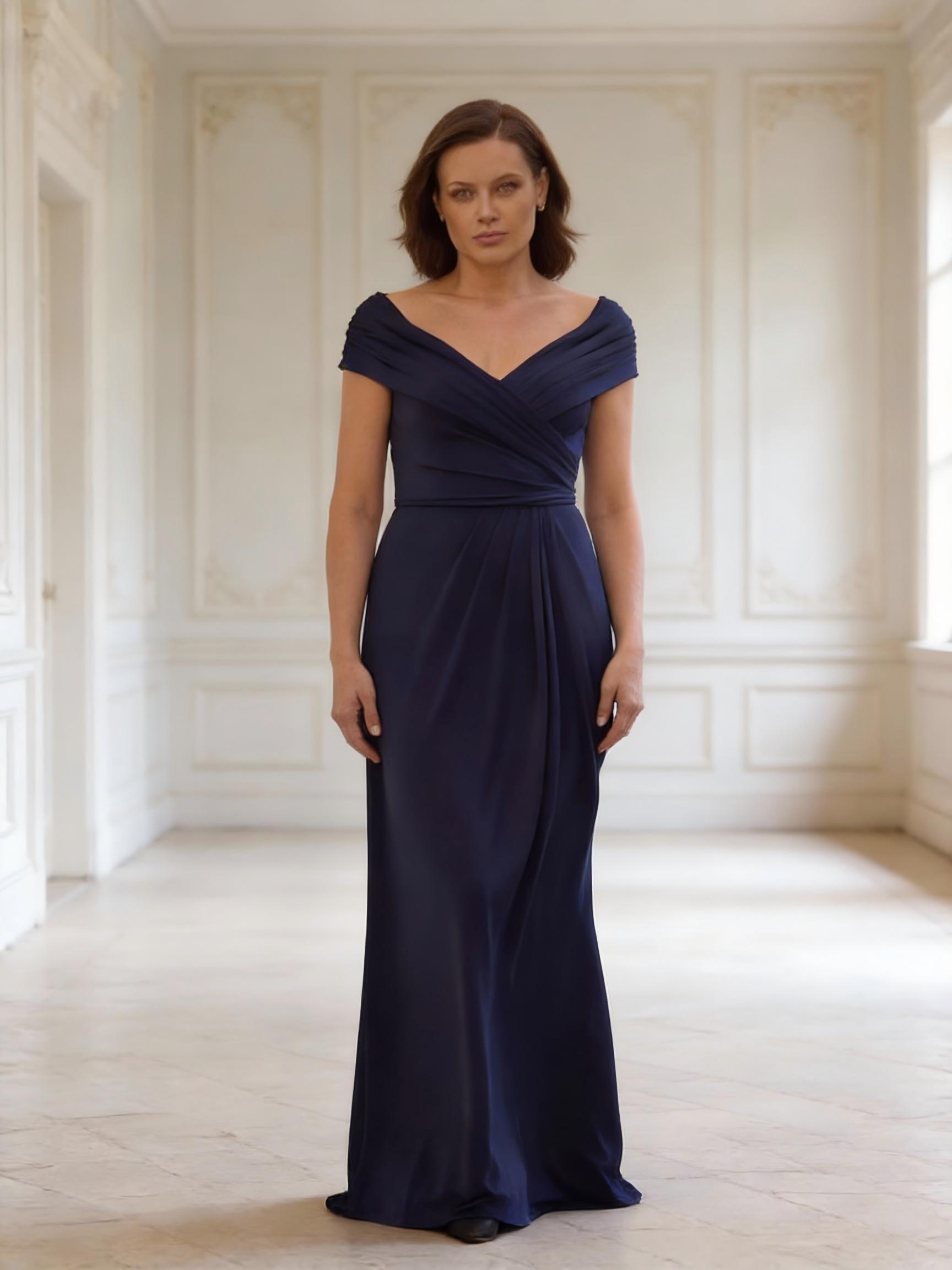 Mermaid Off Shoulder Chiffon Sleeveless Mother of the Bride Dresses