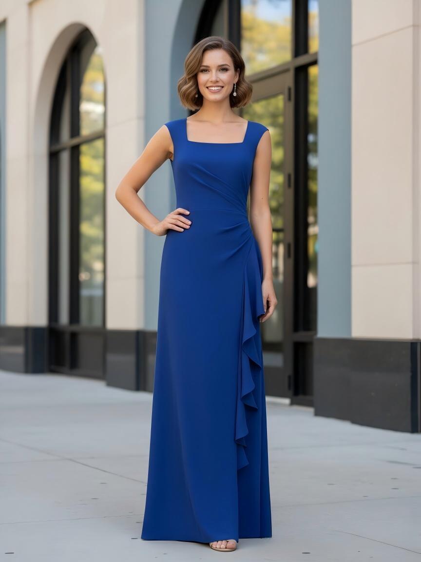 Bodycon Square Neck Chiffon Sleeveless Mother of the Bride Dresses
