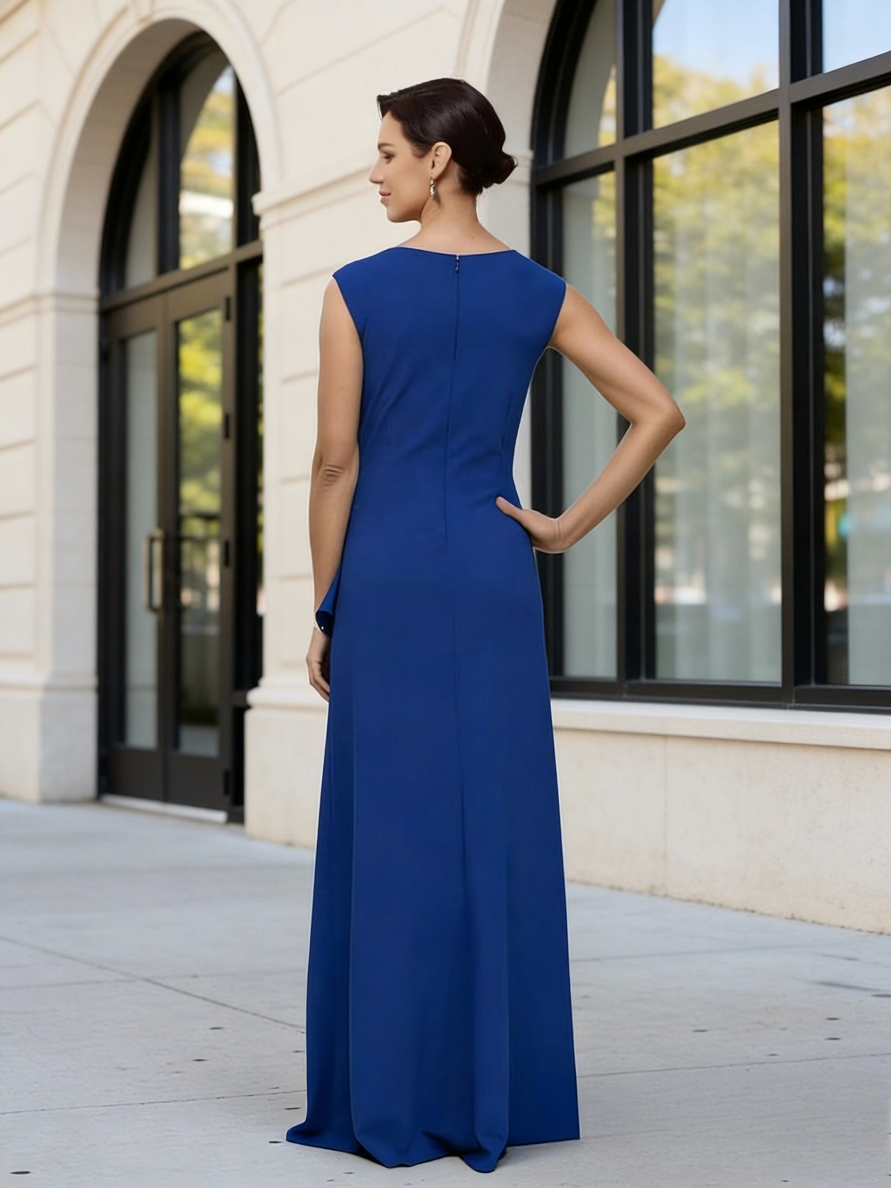 Bodycon Square Neck Chiffon Sleeveless Mother of the Bride Dresses