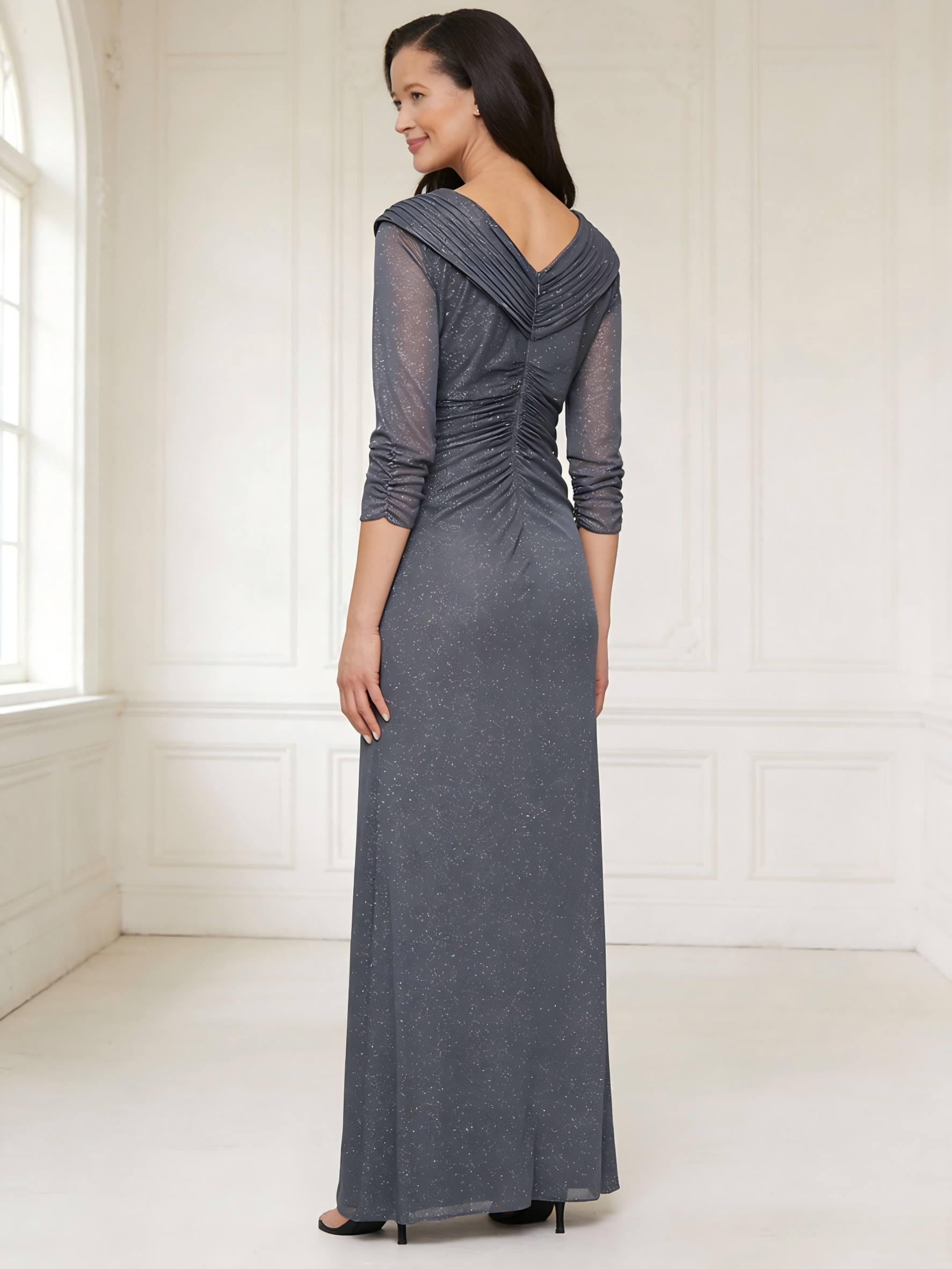 A Line V Neck Glitter Tulle Mother of the Bride Dresses