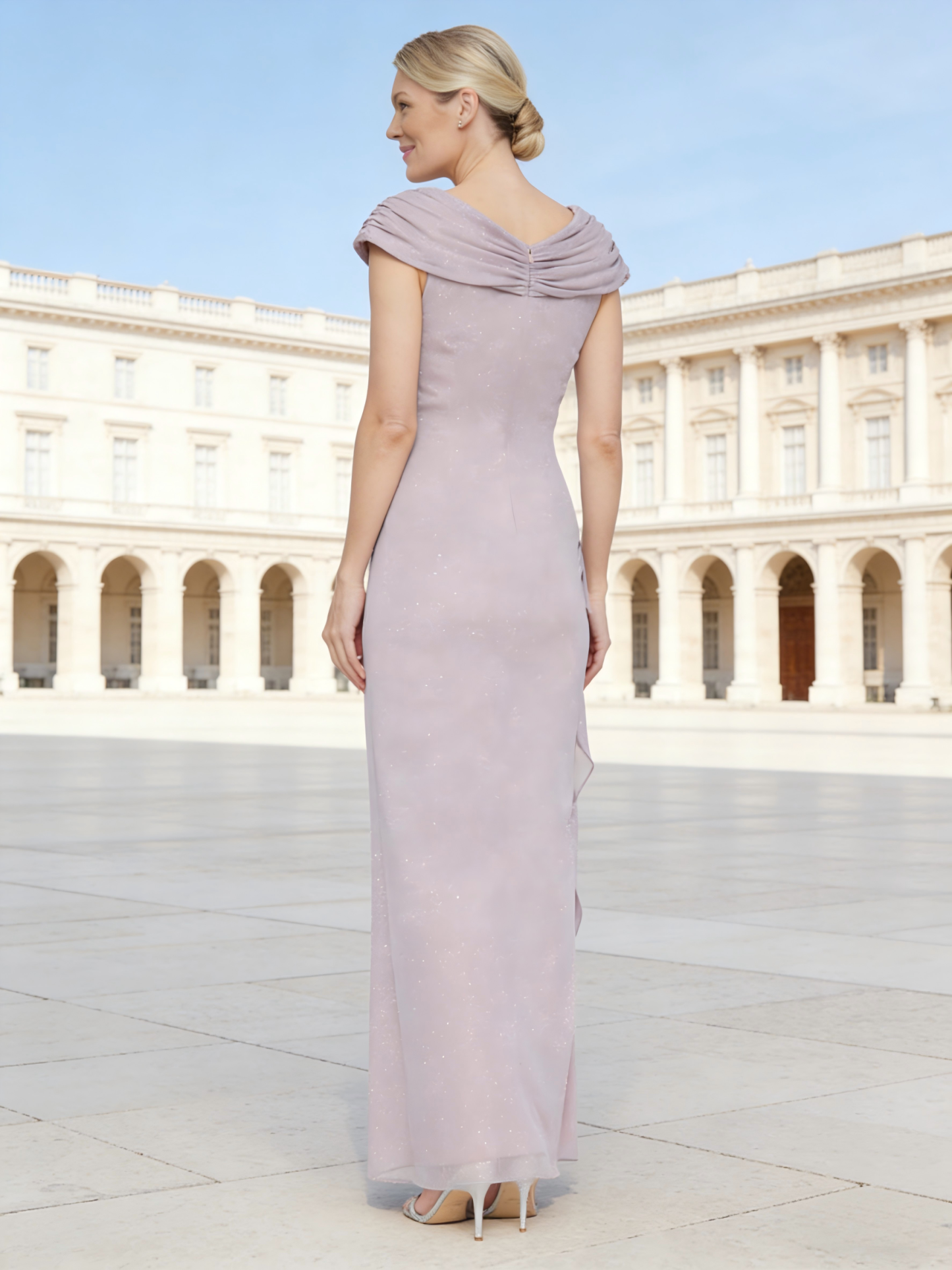 Mermaid Asymmetric Neck Glitter Tulle Mother of the Bride Dresses